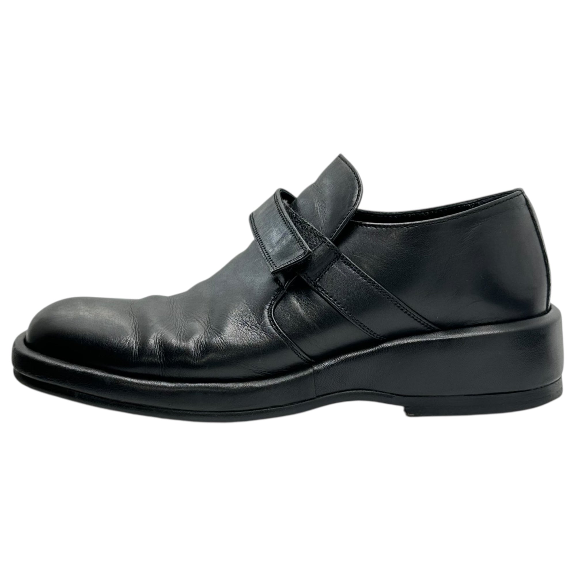 SAYA(サヤ) Velcro Leather Square Toe Shoes ベルクロ レザー スクエアトゥ シューズ 5427 24.5cm ブラック 革靴 ローファー