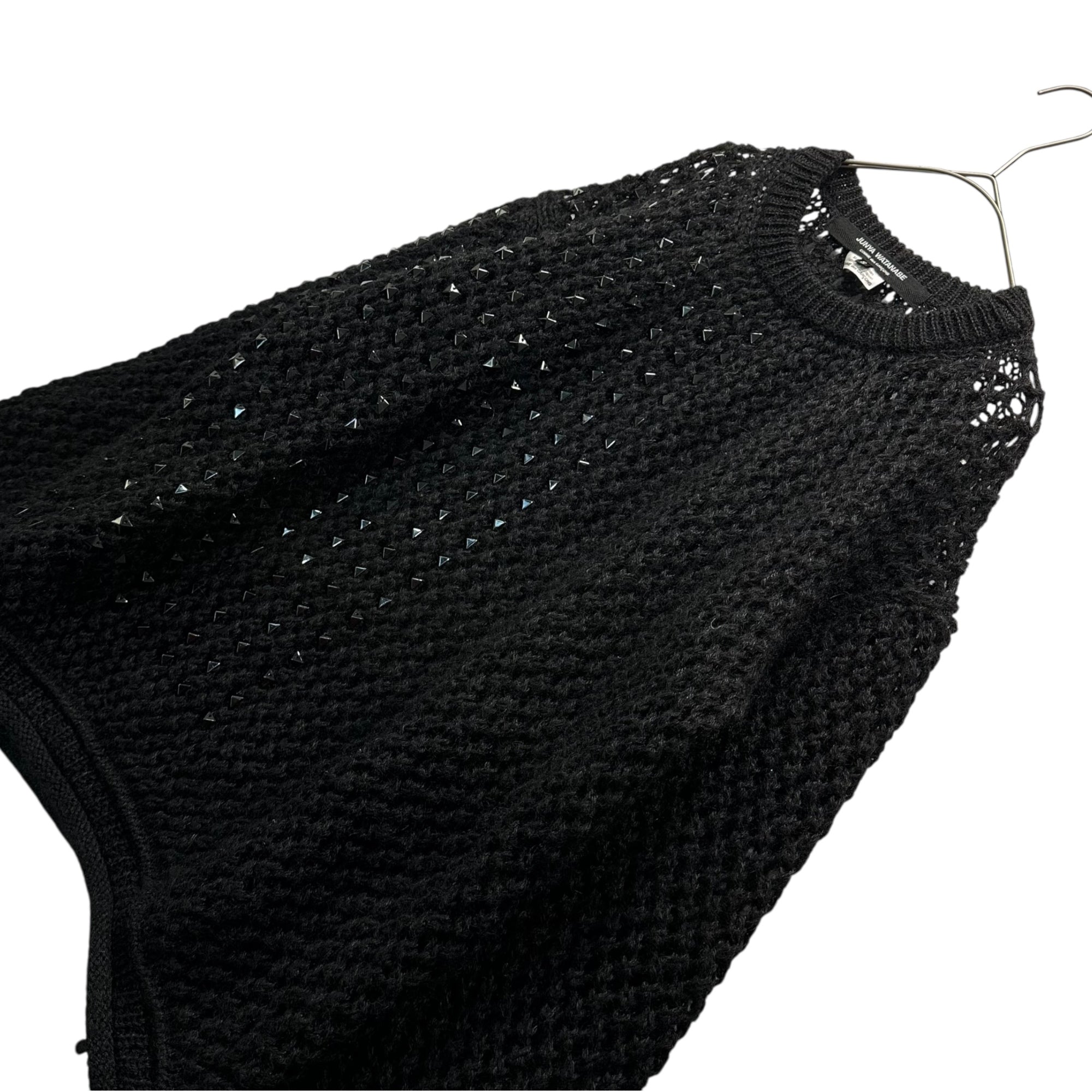 COMME des GARCONS JUNYA WATANABE(コムデギャルソンジュンヤワタナベ) Black Studs Low Gauge Crew Neck Knit ブラックスタッズ ローゲージ クルーネック ニット S ブラック
