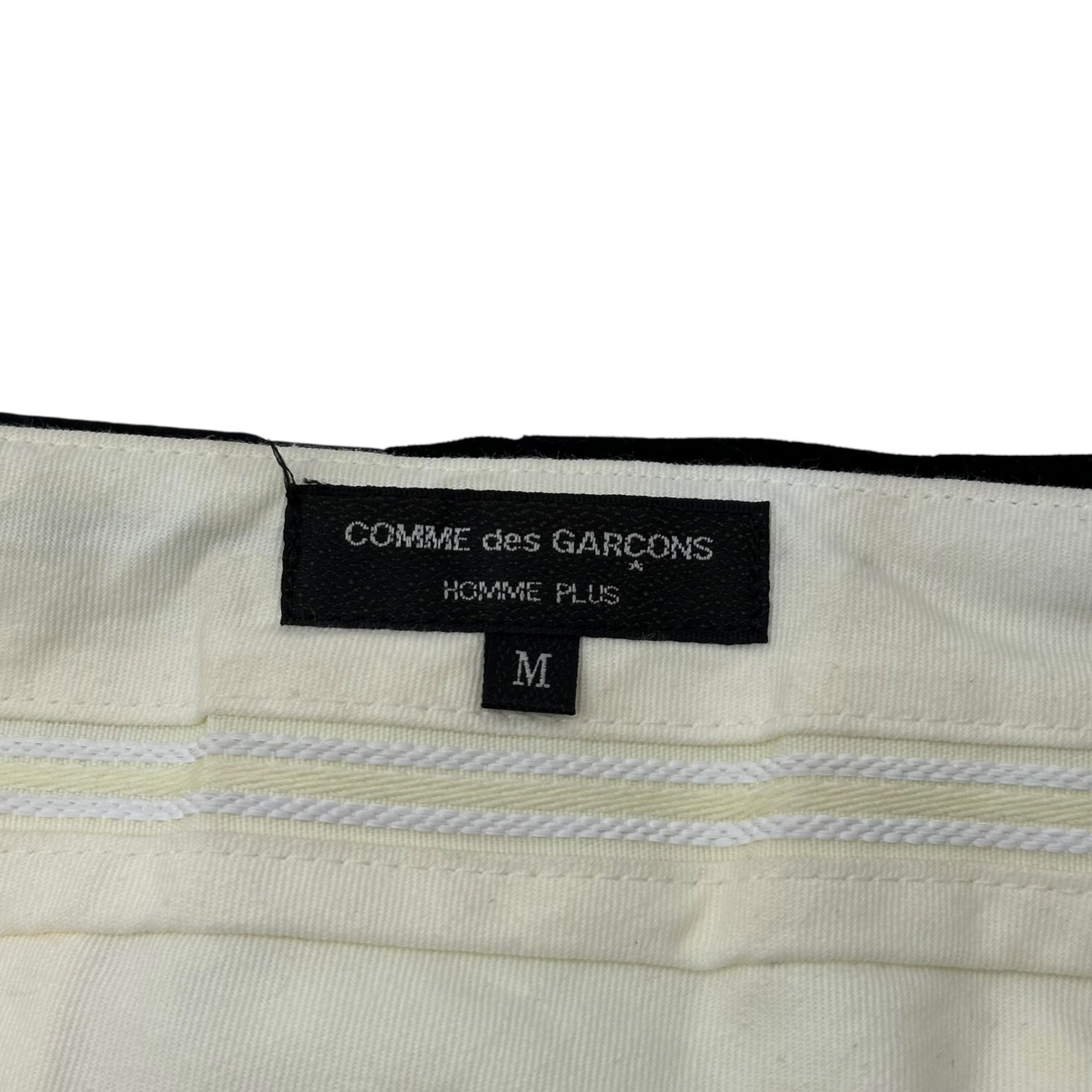 COMME des GARCONS HOMME PLUS(コムデギャルソンオムプリュス) 19AW Side Chapter Velour Tuck Pants 側章 ベロア タック パンツ PD-P009 M ブラック AD2019 スラックス ワイド テーパード