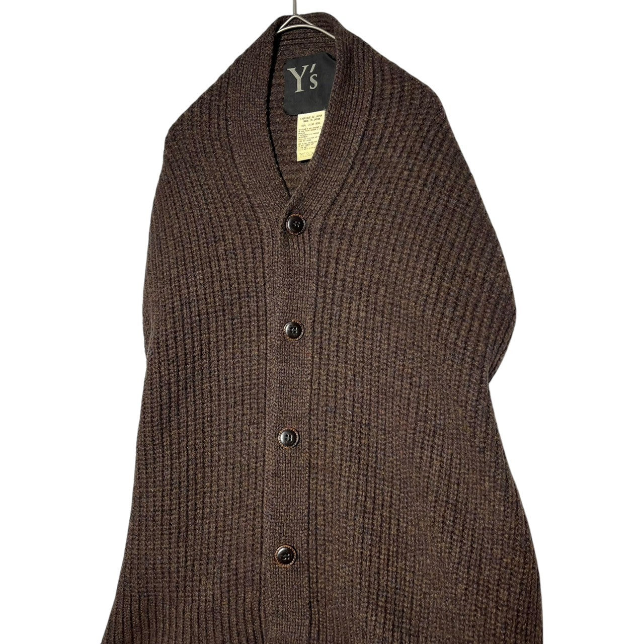 Y's(ワイズ) Old Long wool knit vest オールド ロング丈 ウール ニット ベスト YD-K22-156 2(M) ブラウン