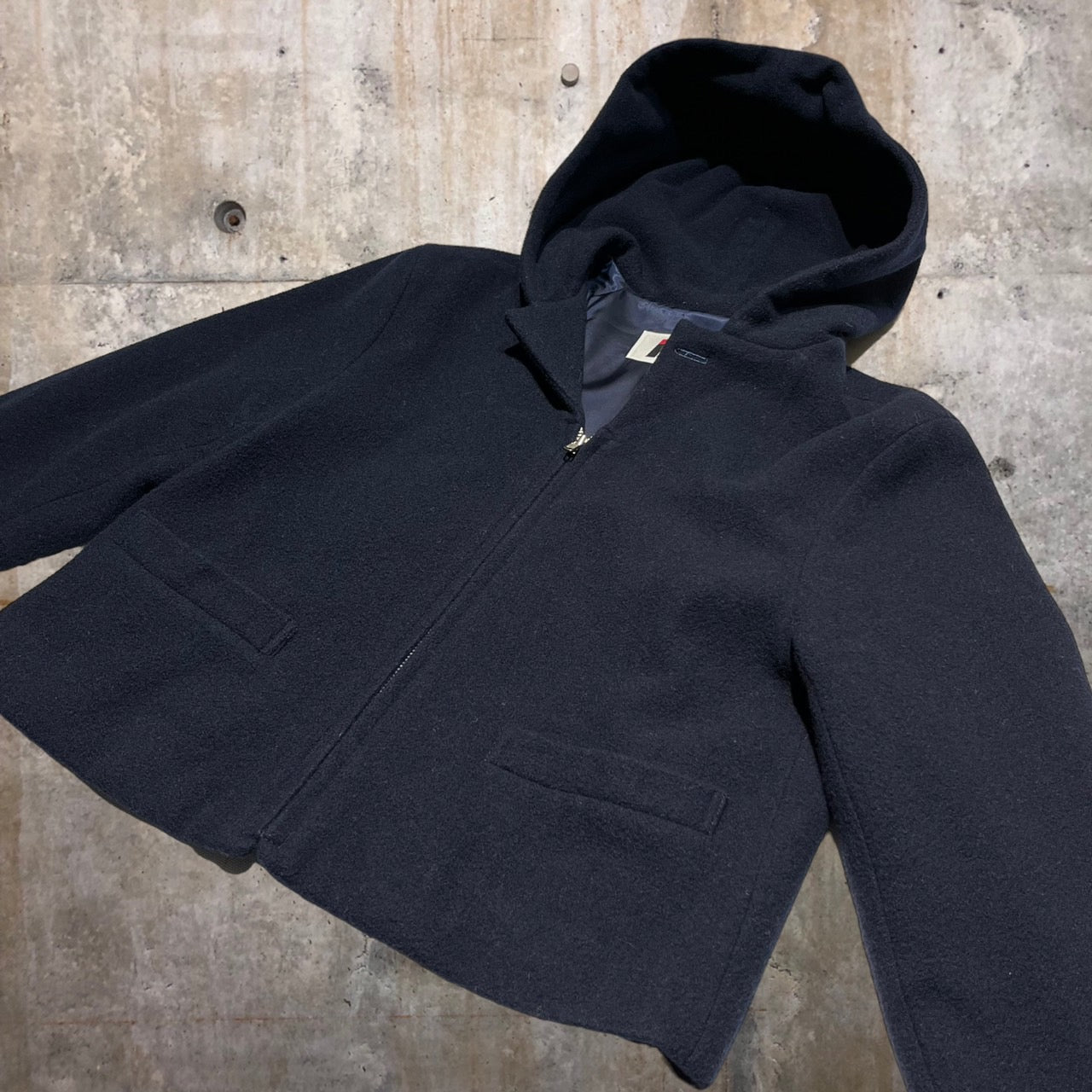 i.s. ISSEY MIYAKE(アイエス イッセイミヤケ) 90's hooded wool half pants set up/フーデットウールハーフパンツセットアップ IS14-FF014 M ネイビー