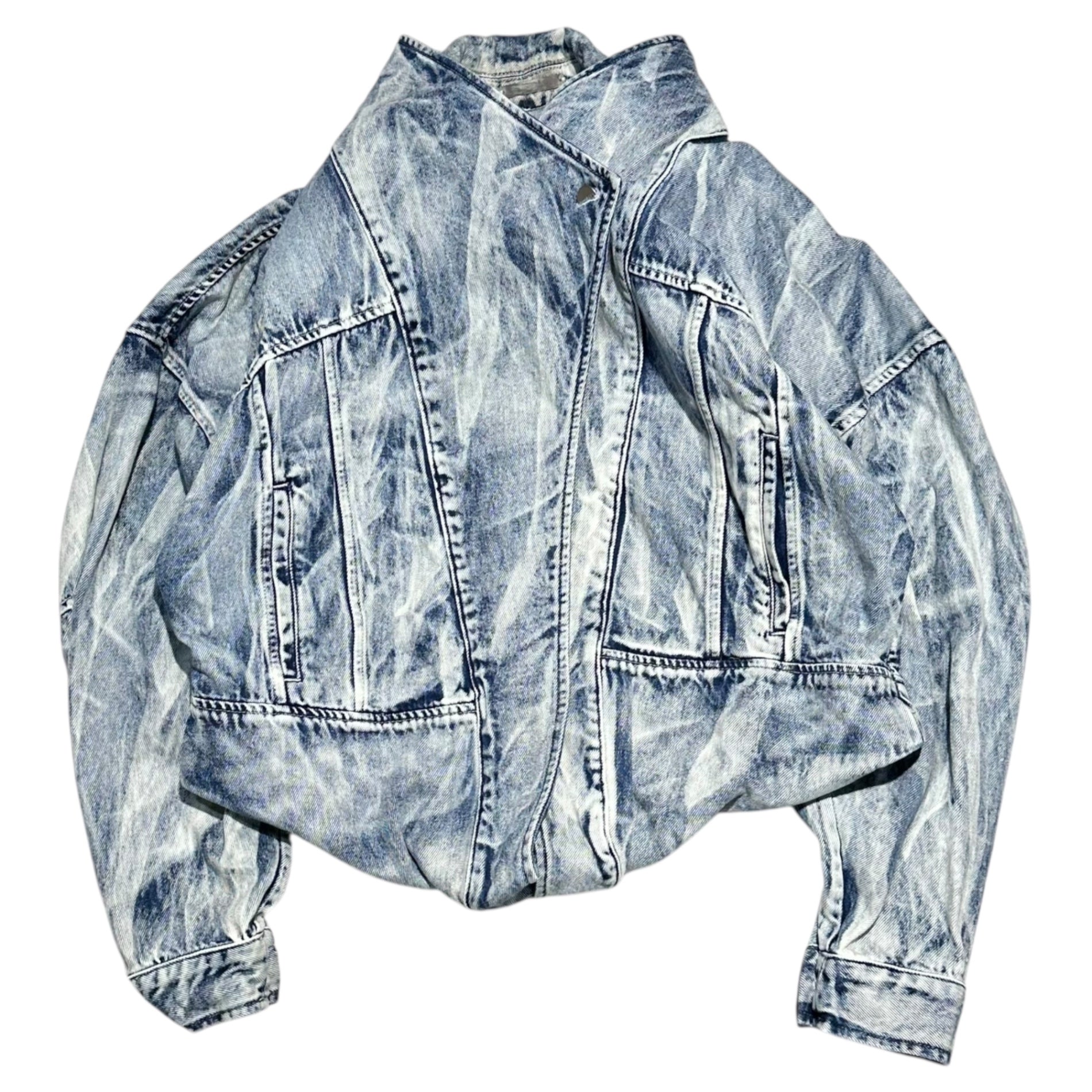 RYAN LI(リャンリー) Washed Layered Detachable Denim Jacket ウォッシュ加工 レイヤード 着脱式 デニムジャケット S インディゴ