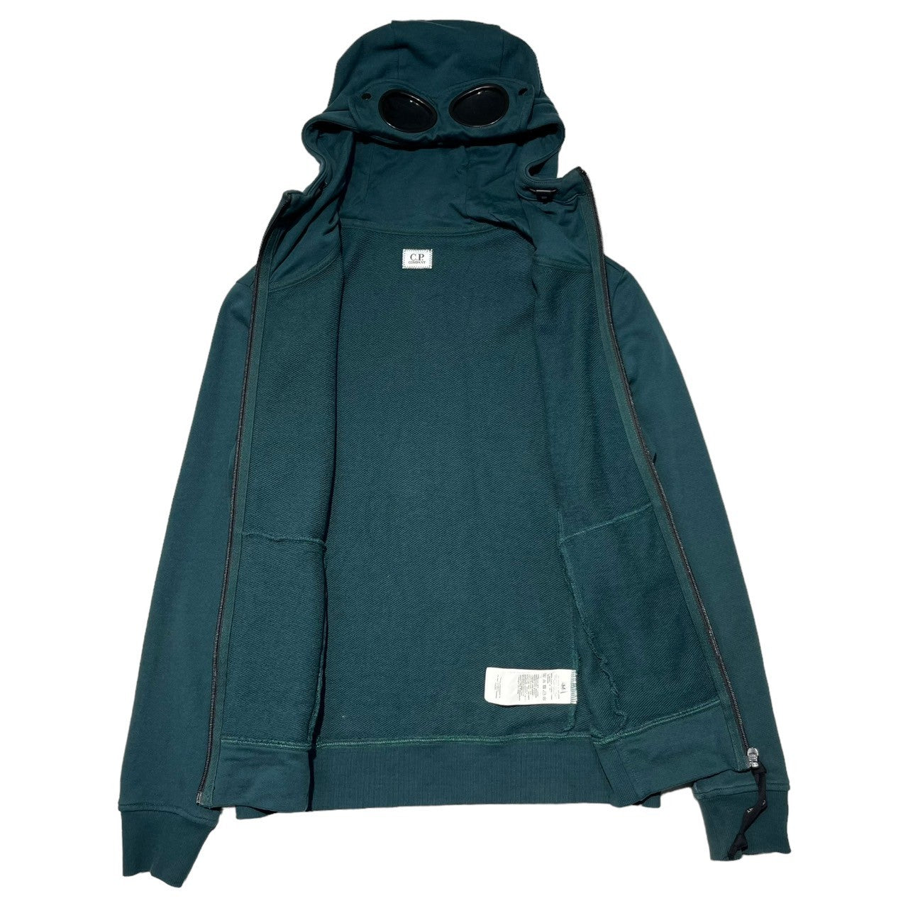 C.P.COMPANY(シーピーカンパニー) GOGGLE ZIP UP COTTON HOODIE ゴーグル ジップ アップ フーディー パーカー 04CMSS061A M グリーン