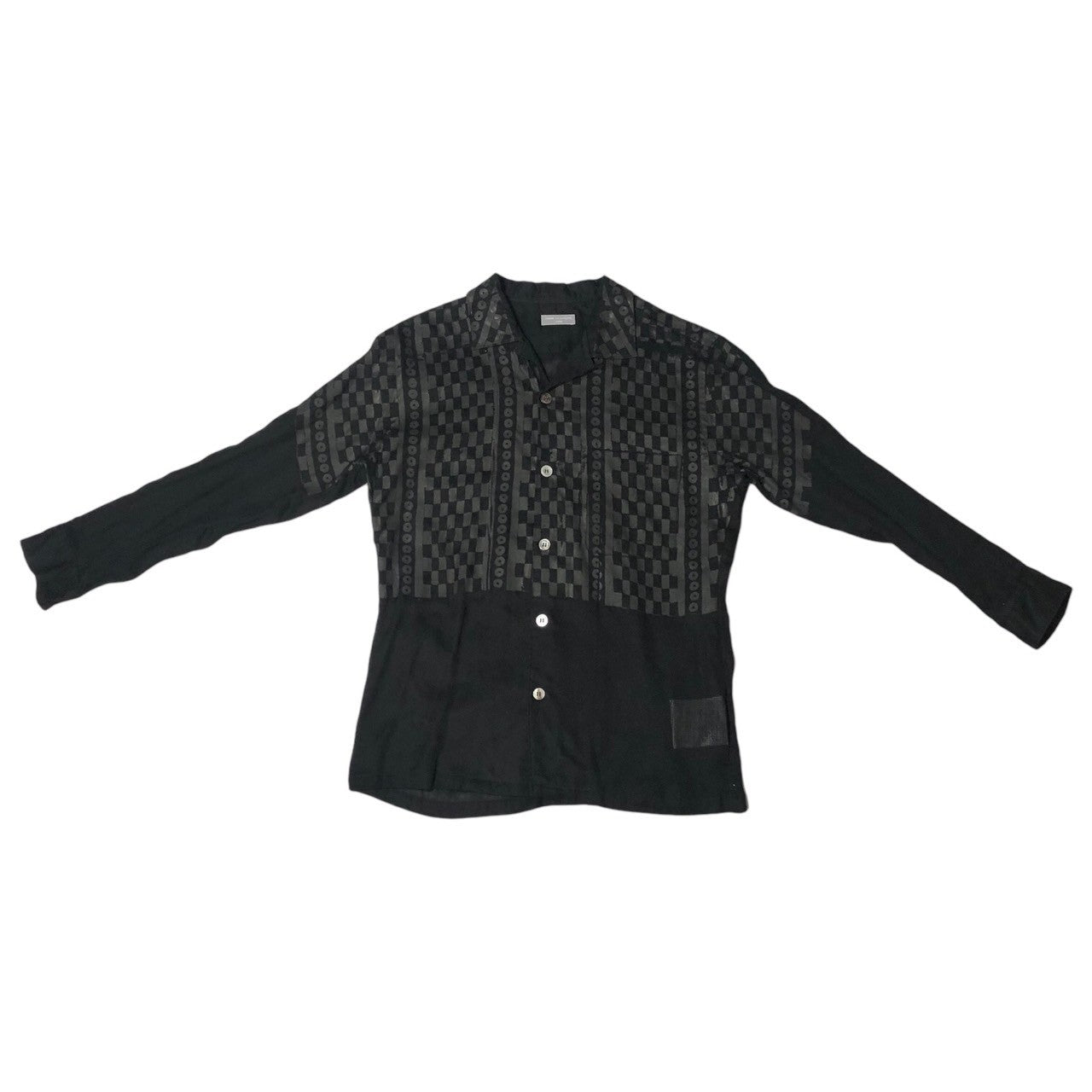 COMME des GARCONS HOMME(コムデギャルソンオム) 01SS open collar mesh print shirt -オープンカラーメッシュプリントシャツ HB-100340 ブラック AD2000 田中オム