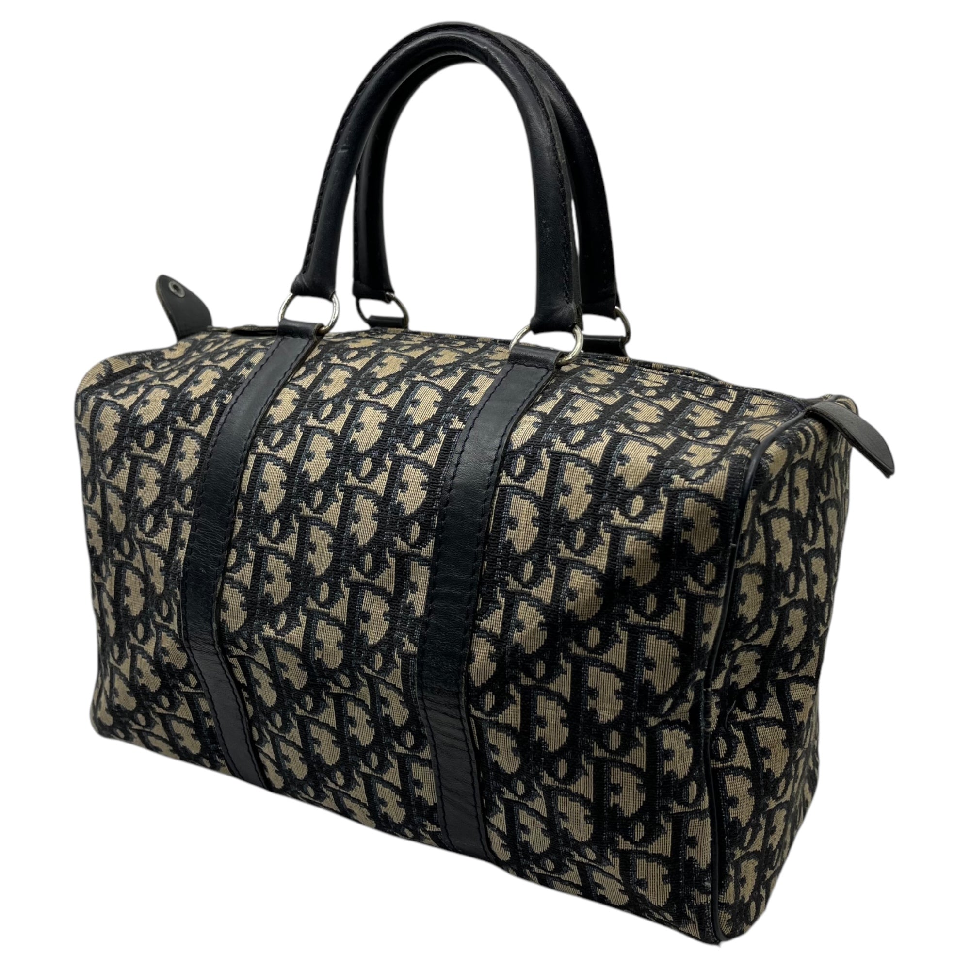 Christian Dior(クリスチャンディオール) Vintage trotter print mini Boston bag ヴィンテージ トロッター柄 ミニ ボストンバッグ アイボリー×ネイビー OLD ハンド