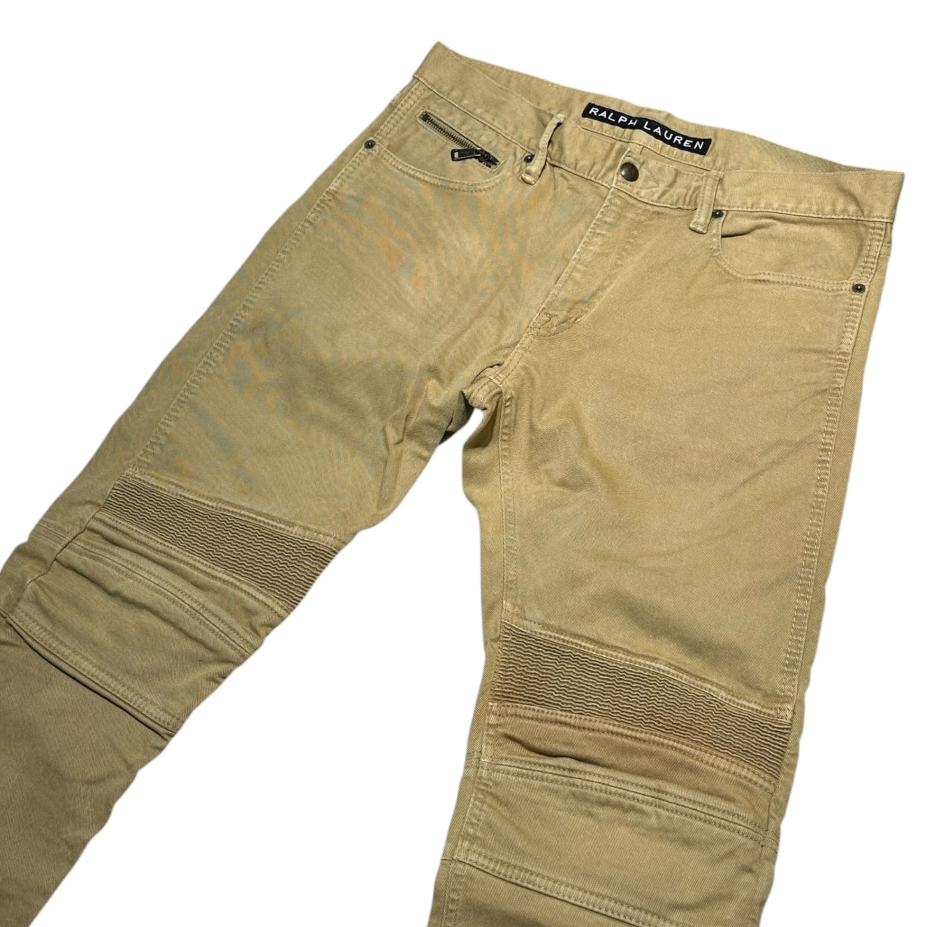 RALPH LAUREN BLACK LABEL(ラルフローレン ブラック レーベル) Biker Denim Pants バイカー デニム パンツ W32 ベージュ 品質表示タグ切取 廃番ライン