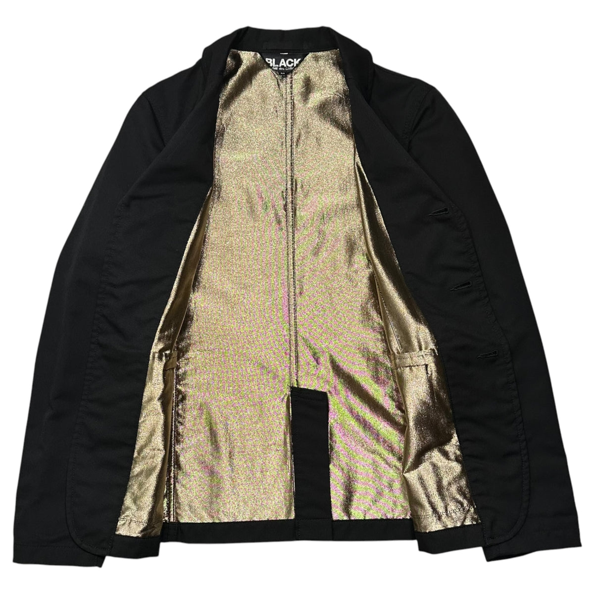 BLACK COMME des GARCONS(ブラックコムデギャルソン) 2015AW Gold-Lined 3B Wool Jacket ゴールド ライニング 3B ウール ジャケット 1P-J010 M ブラック×ゴールド AD2015 テーラード