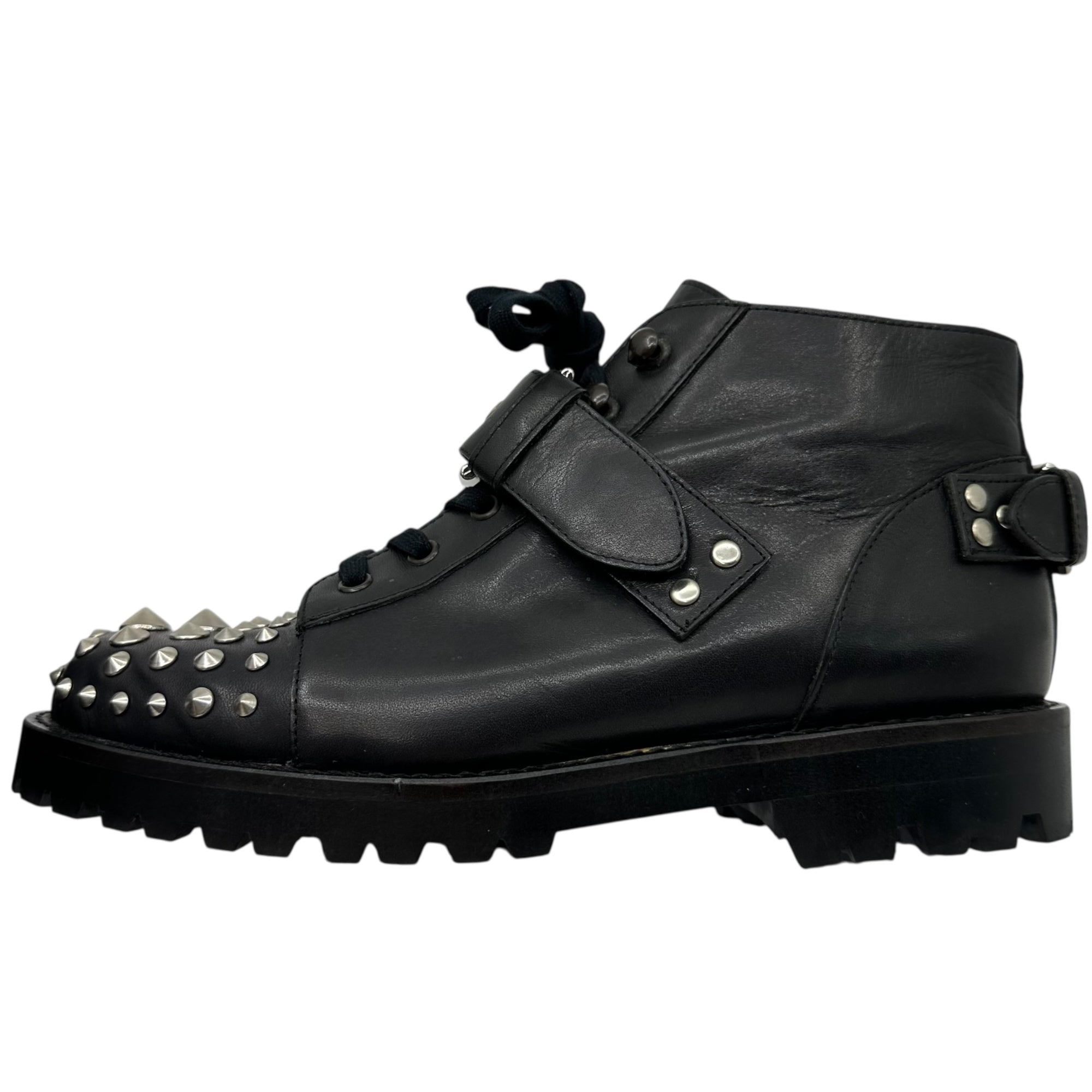 UNSQUEAKY(アンスクウィーキー) Spiked Studded Belted Leather Short Boots スパイク スタッズ ベルテッド レザー ショート ブーツ 2(24cm~24.5cm程度) ブラック DECORATION シューズ