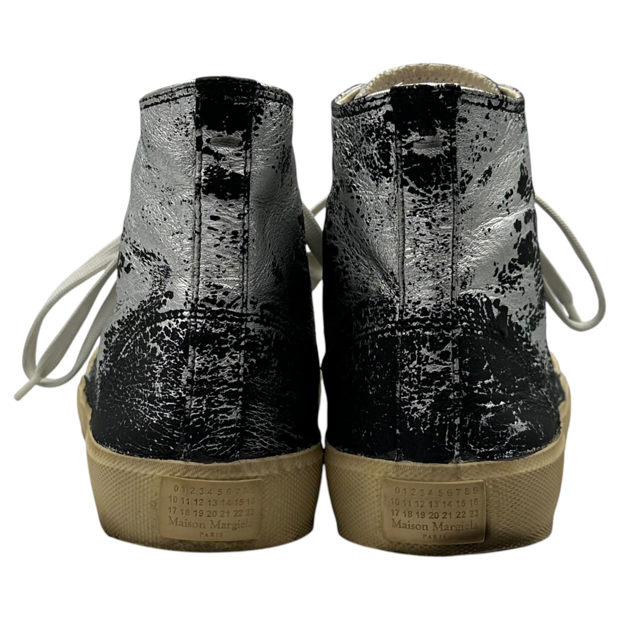 MAISON MARGIELA(メゾンマルジェラ) 19AW TABI CANVAS HI-TOP SNEAKER - Bianchetto 足袋 キャンバス ハイカット スニーカー ペンキ加工 41 シルバー