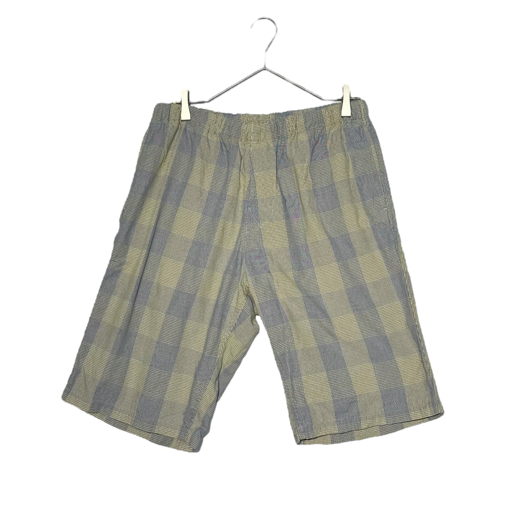 GOODENOUGH(グッドイナフ) 90~00's Cotton Check Half Pants コットン チェックハーフ パンツ M グレー×イエロー