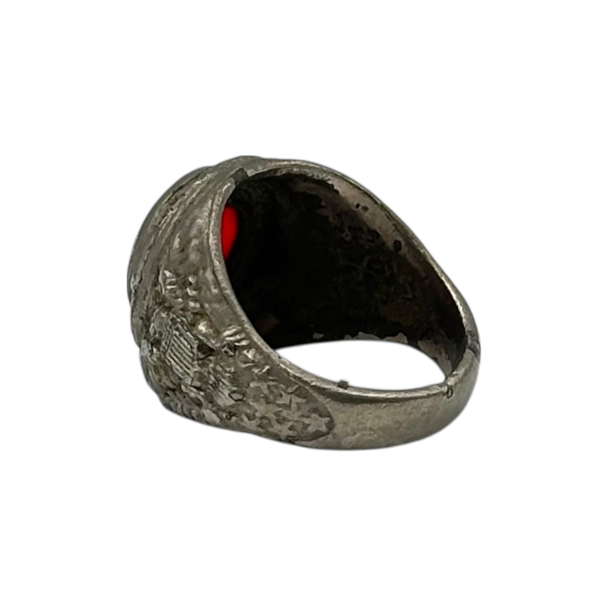 Uncas Manufacturing(アンカス マニュファクチャリング) 50~60's Red Glass Stone Eagle College Ring レッド ガラス石 イーグル カレッジ リング 20号程度 シルバー×レッド US ARMY