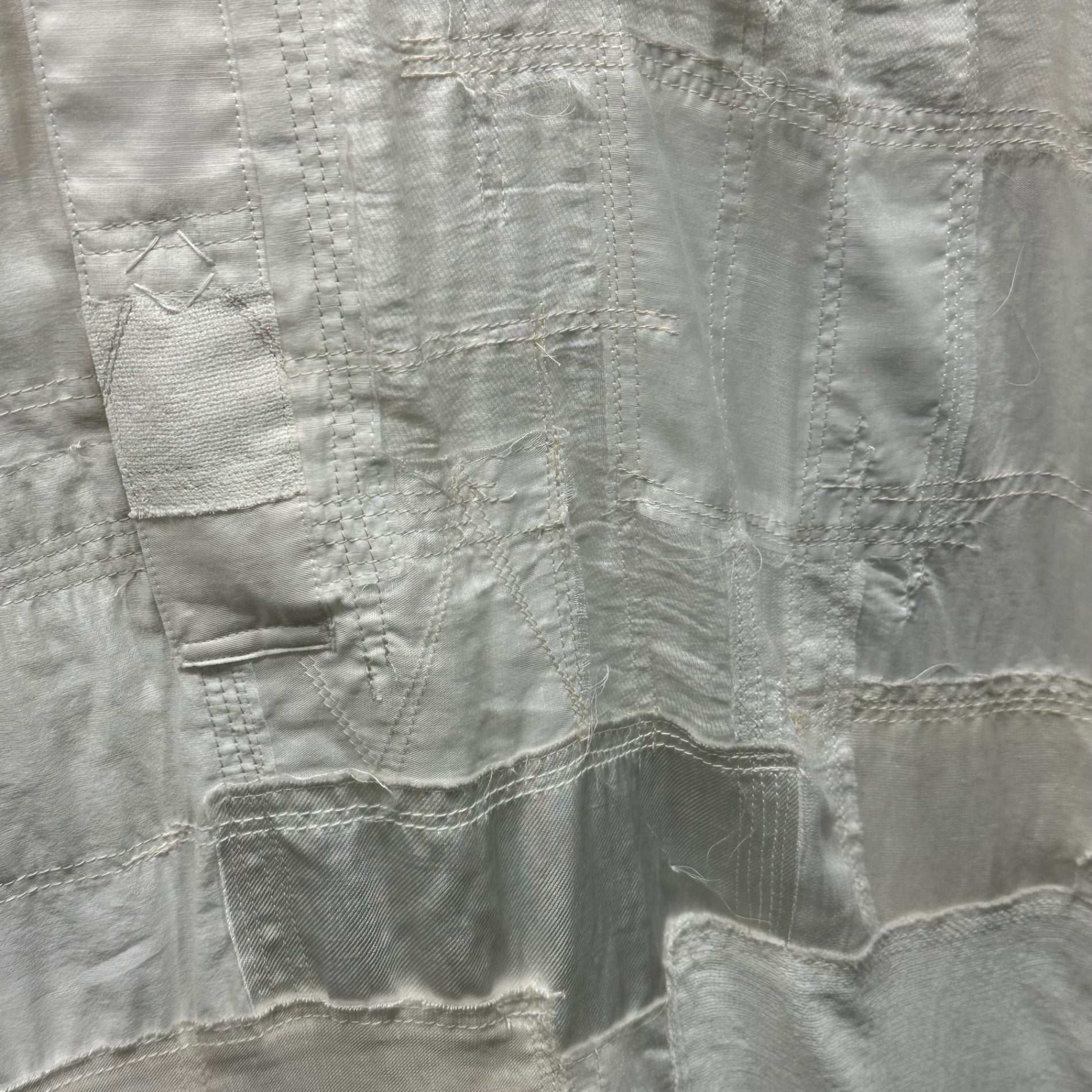 JUNYA WATANABE COMME des GARCONS(ジュンヤワタナベコムデギャルソン) Cotton Ramie Patchwork Skipper Snap-Button Pullover Shirt Dress コットン ラミー パッチワーク スキッパー スナップ ボタン プルオーバー シャツ ワンピース XS オフホワイト