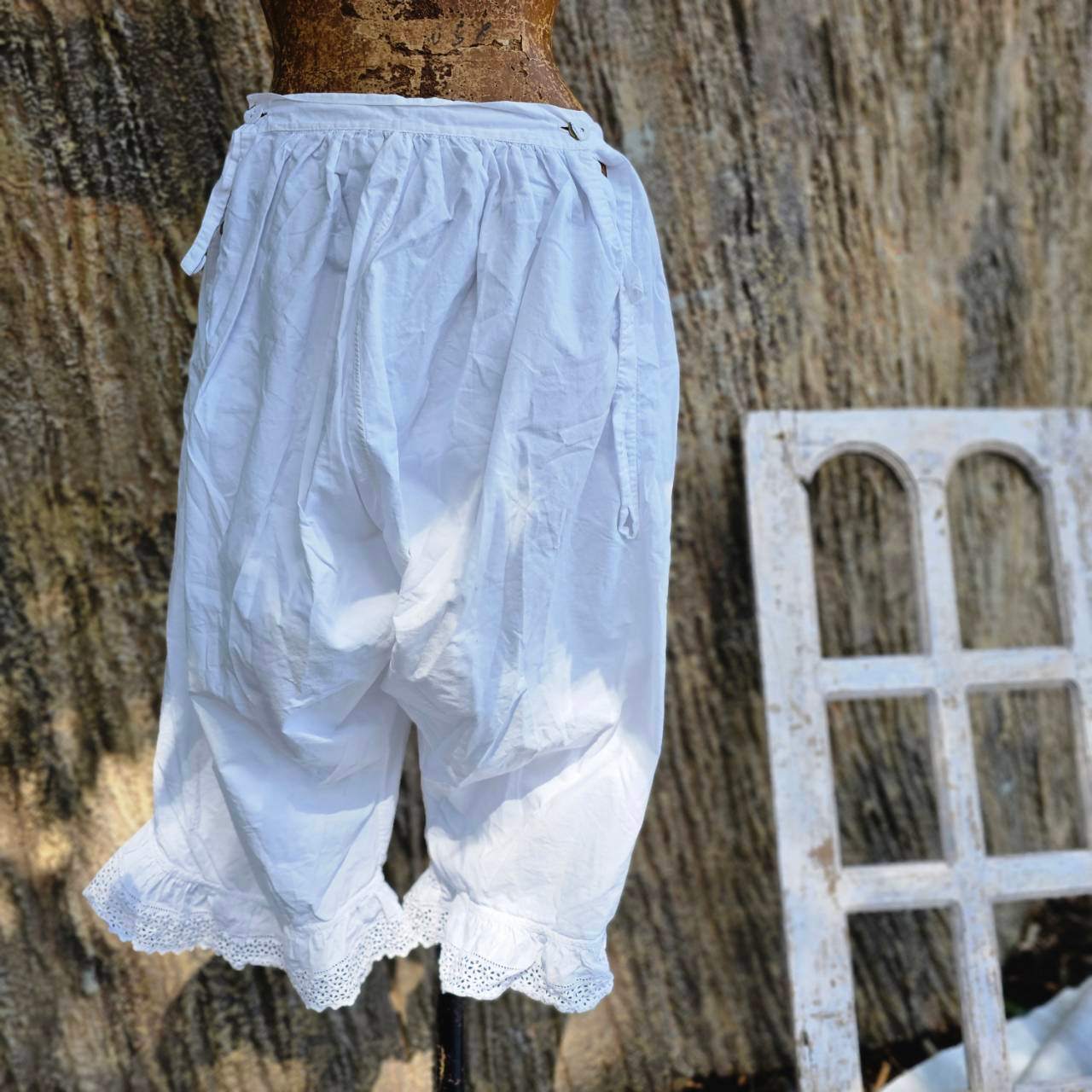 VINTAGE(ヴィンテージ) white drawers cotton pants コットンのレース付きドロワーズパンツ FREE/約W:36cm,H:60cm,丈:67cm ホワイト