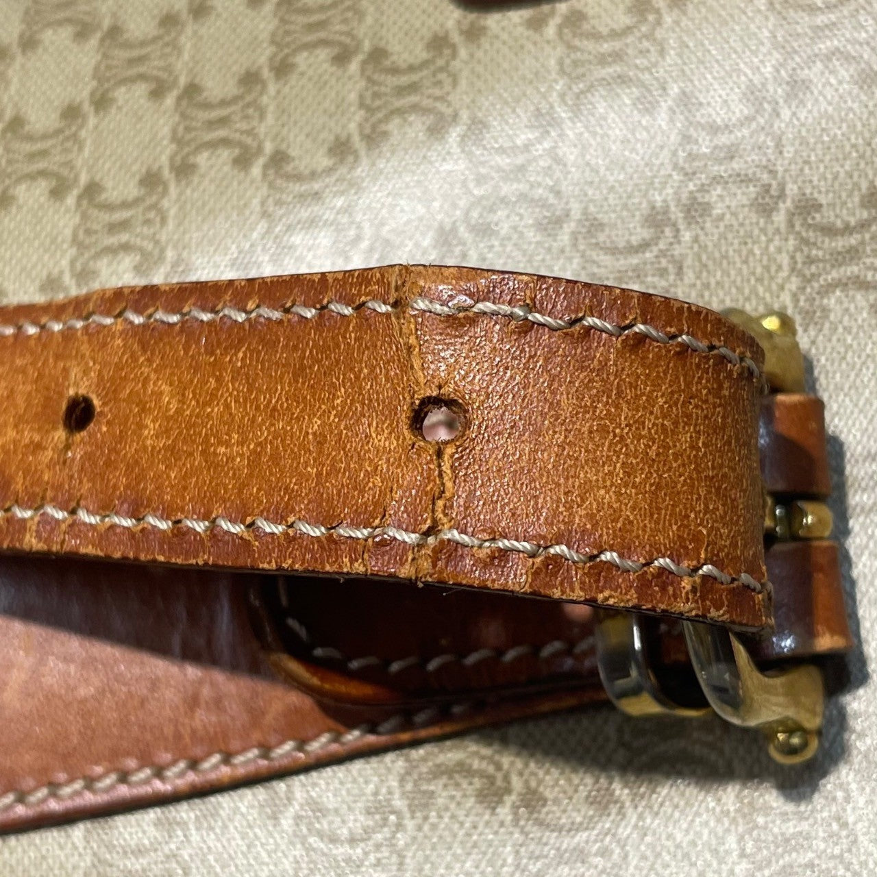 CELINE(セリーヌ) macadam pattern handbag マカダム 柄 ハンド バッグ DM97 ベージュ×ブラウン OLD ヴィンテージ ミニ トート