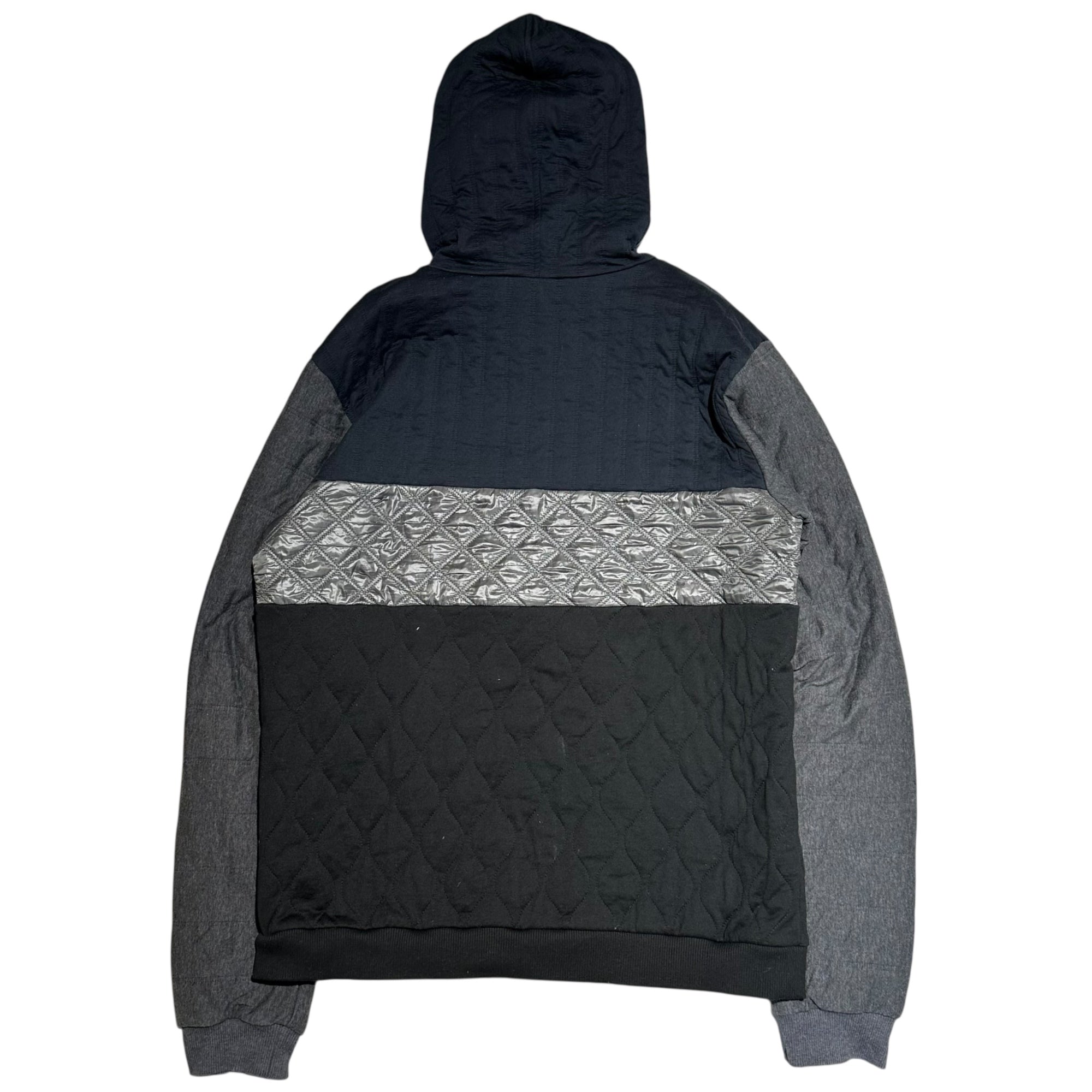 DOLCE&GABBANA(ドルチェ&ガッバーナドルガバ) Mixed-material quilted pullover hoodie 異素材 キルティング 切替 プルオーバー パーカー G9CS5T / G7ZNQ 52(XL程度) ブラックグレー