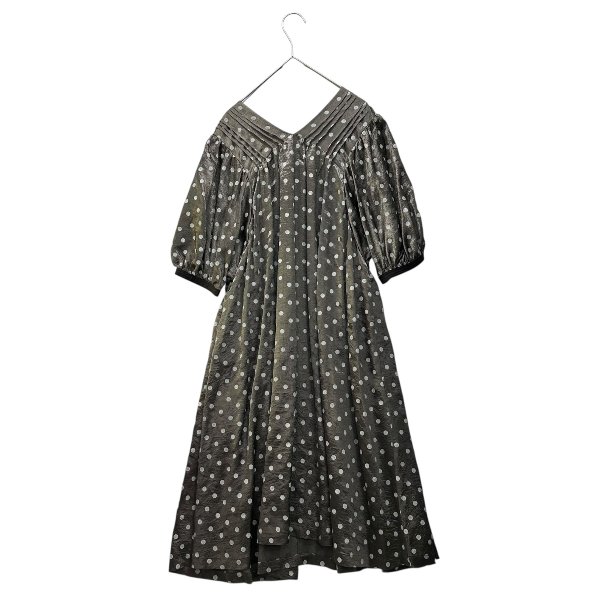 tricot COMME des GARCONS(トリココムデギャルソン) 09SS Polka Dot S/S Open Neck Dress ドット 半袖 オープンネック ワンピース TC-O011 M グレー×ホワイト AD2008
