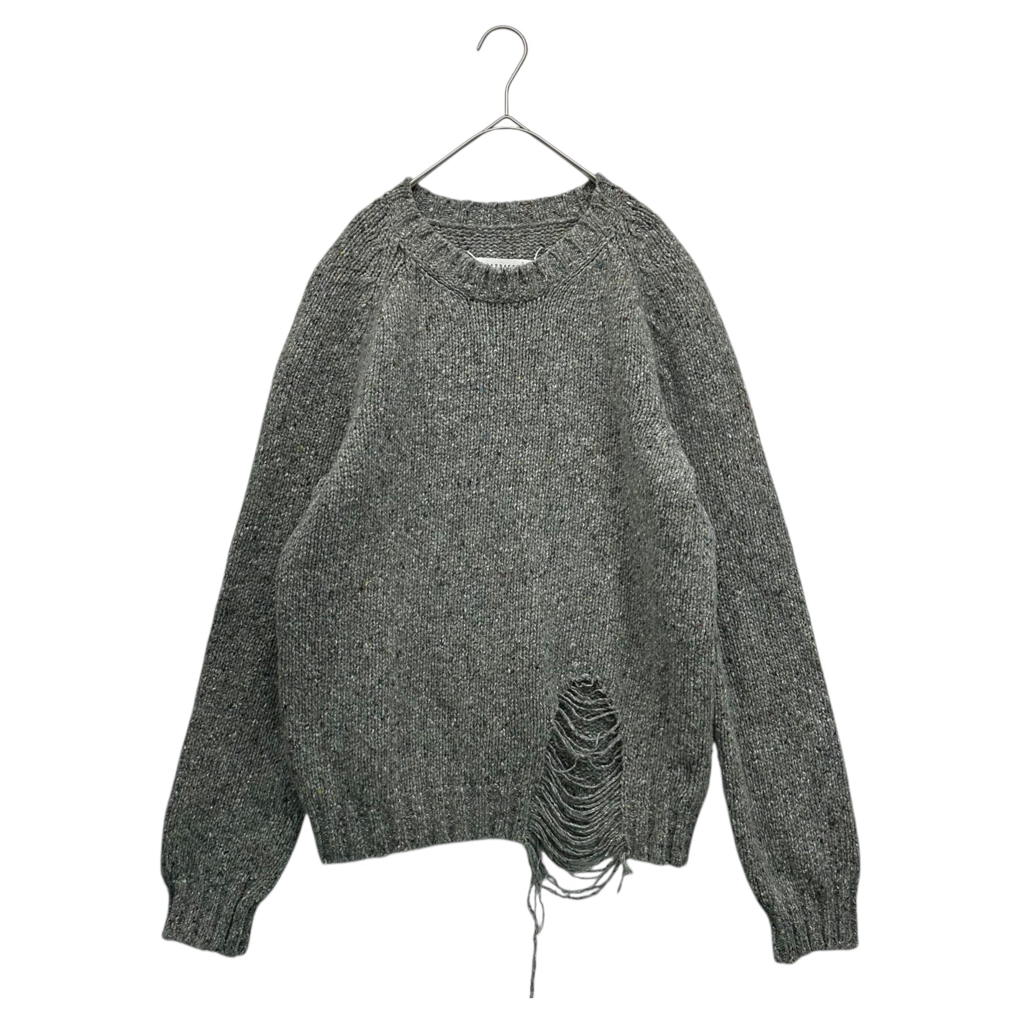 MAISON MARGIELA(メゾンマルジェラ) 19AW Destroy Crewneck Knit デストロイ クルーネック ニット S50GP0176 S グレー ミックス ダメージ加工