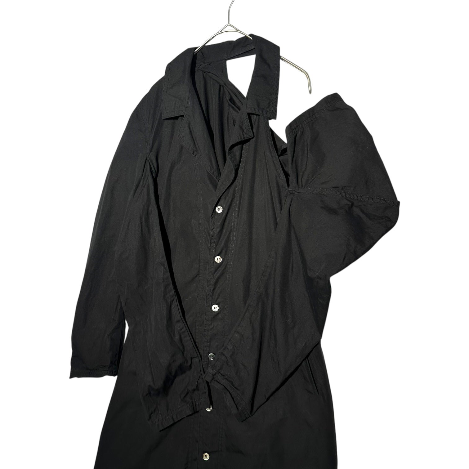 YOHJI YAMAMOTO NOIR(ヨウジヤマモトノアール) Asymmetrical Design One-Shoulder Shirt Long Dress アシンメトリー デザイン ワンショルダー シャツ ロング ワンピース NX-B15-001 1 ブラック