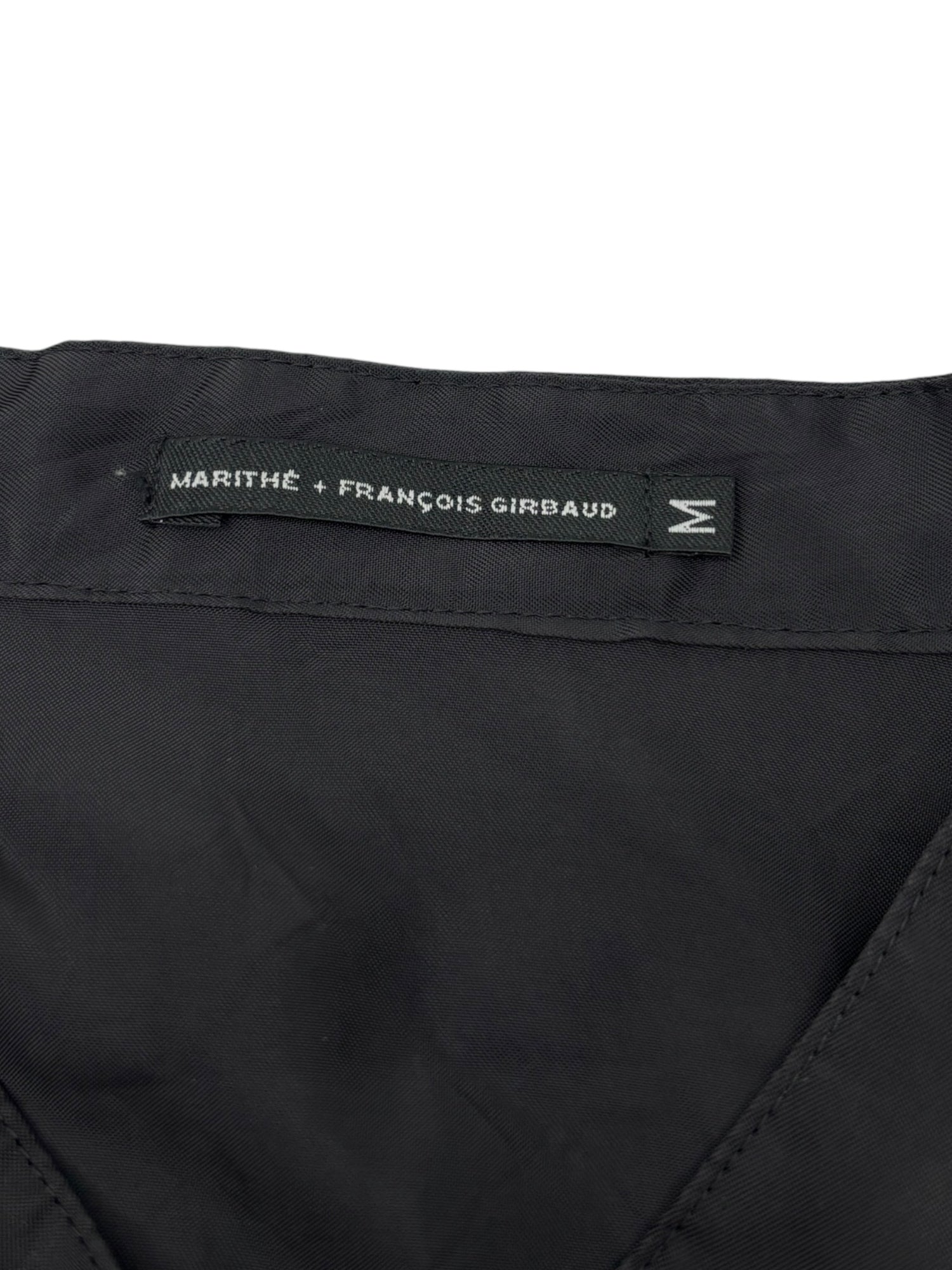 MARITHE FRANCOIS GIRBAUD(マリテフランソワジルボー) 00's Gathered Knit Sleeve Cupra Blouse ギャザー ニットスリーブ キュプラ シャツ ブラウス F7-5909 M ブラック Y2K