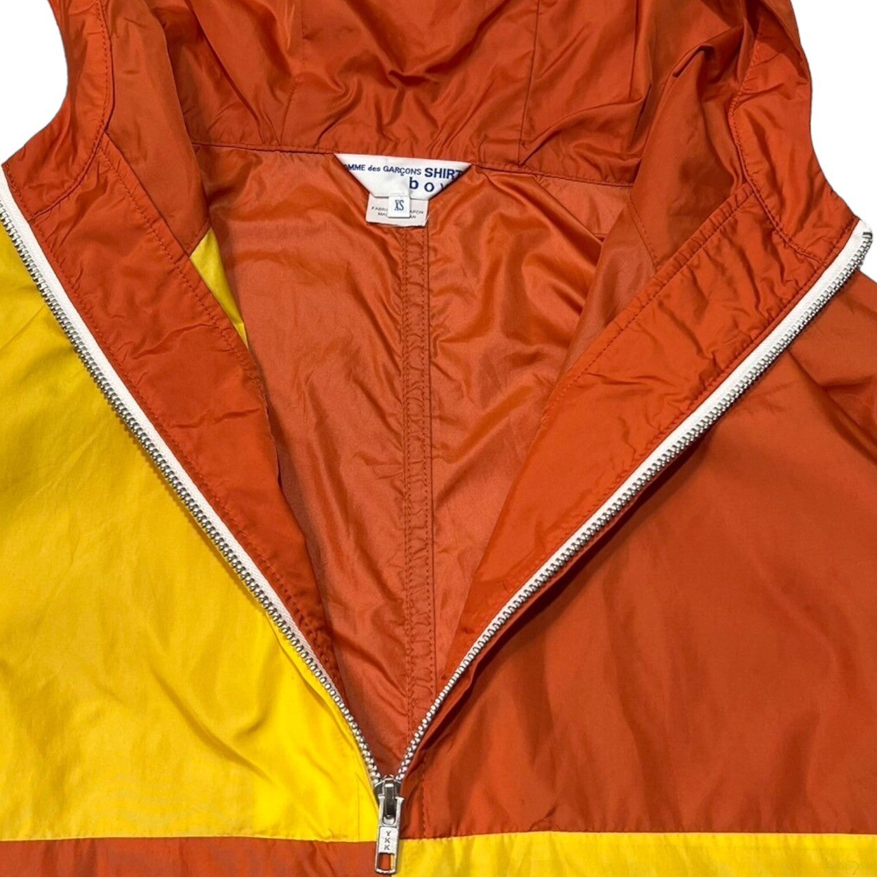 COMME des GARCONS SHIRT boys(コムデギャルソンシャツボーイズ) 19SS panel design anorak coat/パネルデザインアノラックコート/ナイロン S27934 SIZE XS オレンジ×イエロー×ライトブルー