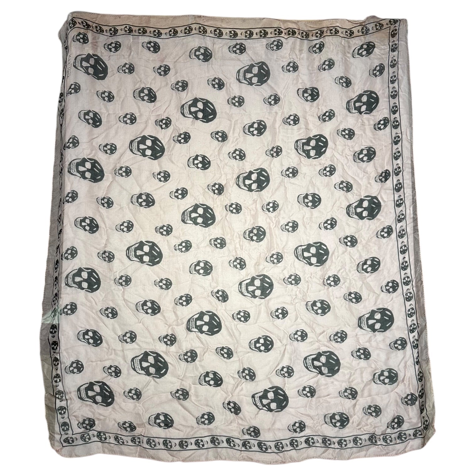 ALEXANDER MCQUEEN(アレキサンダーマックイーン) Stole with skull design スカル 総柄 ストール ピンク×ブラック