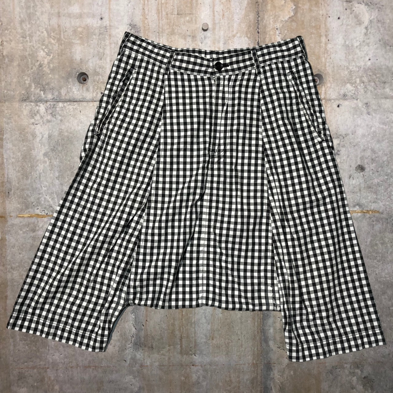 BLACK COMME des GARCONS(ブラックコムデギャルソン) 08SSギンガムチェックサルエルショーツ 1C-P019 XS ブラック AD2008