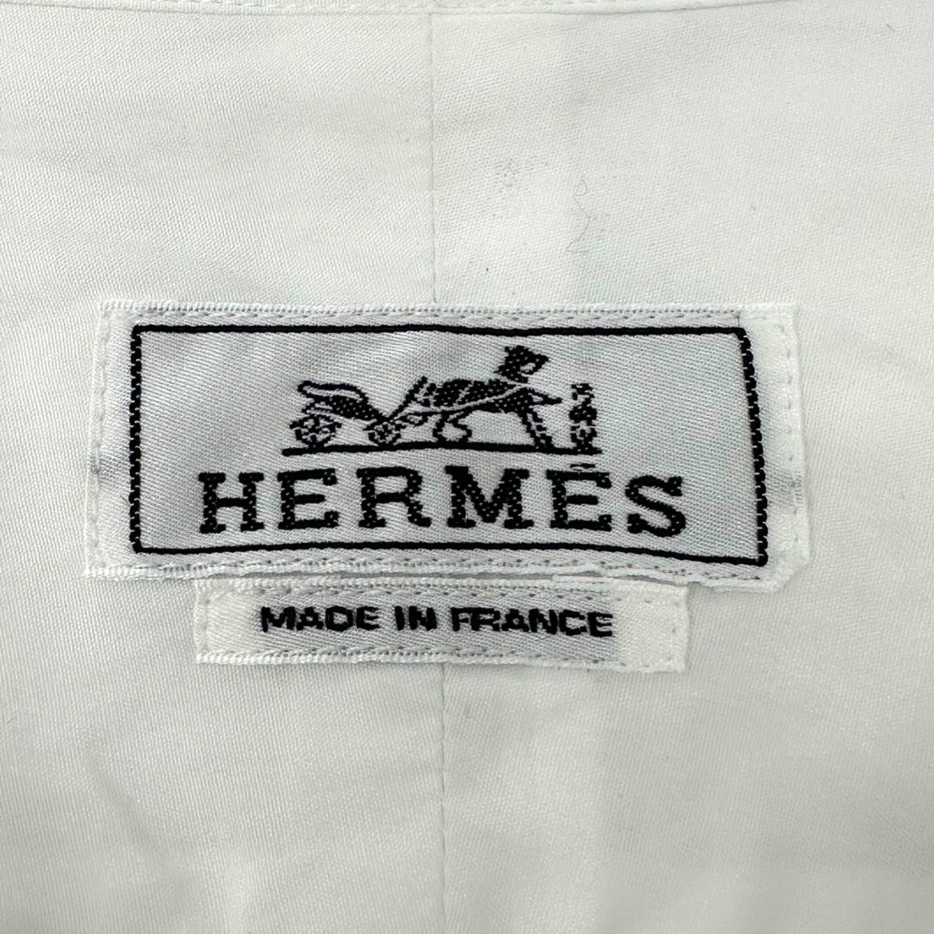 HERMES(エルメス) Sellier Button Orange Stitching Regular Collar Ribbed Long Sleeve Shirt セリエ ボタン オレンジステッチ レギュラーカラー 比翼 長袖 シャツ 43/17 ホワイト×オレンジ フランス製 エルメスジャポンタグ