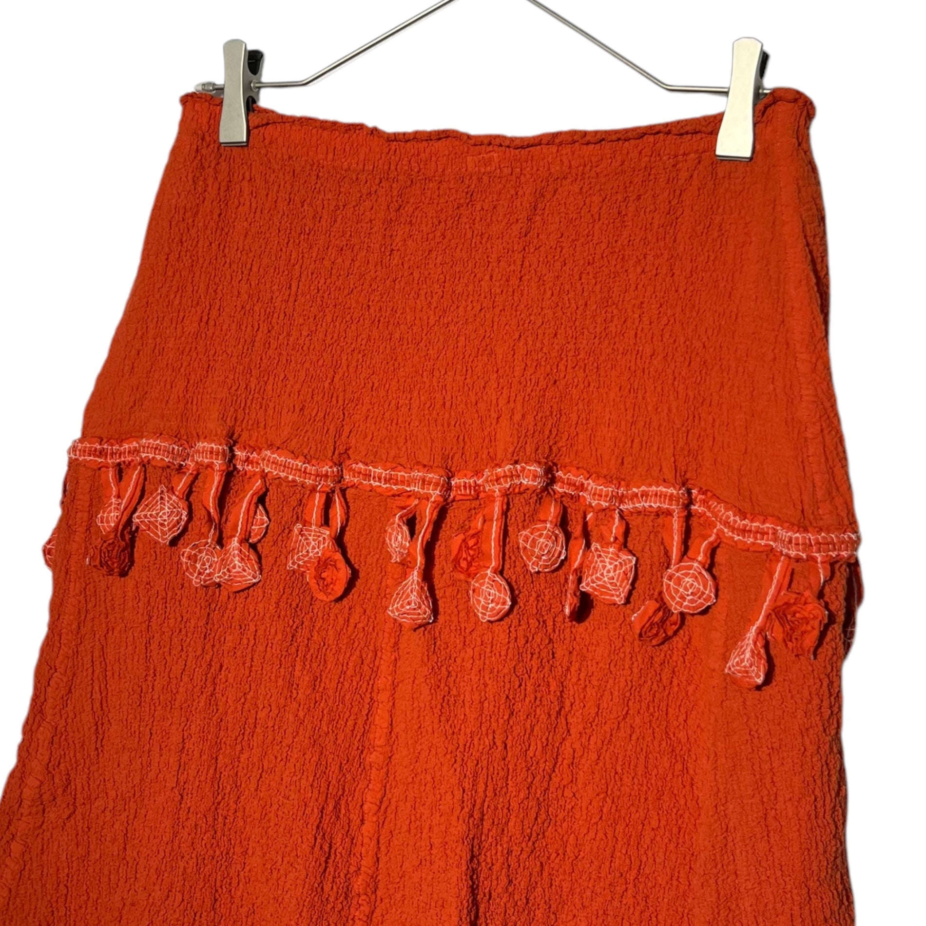 me ISSEY MIYAKE(ミーイッセイミヤケ) Wrinkled Popcorn Skirt Semi-Long シワ加工 ポップコーン スカート セミロング プリーツ MI64FG221 FREE オレンジ
