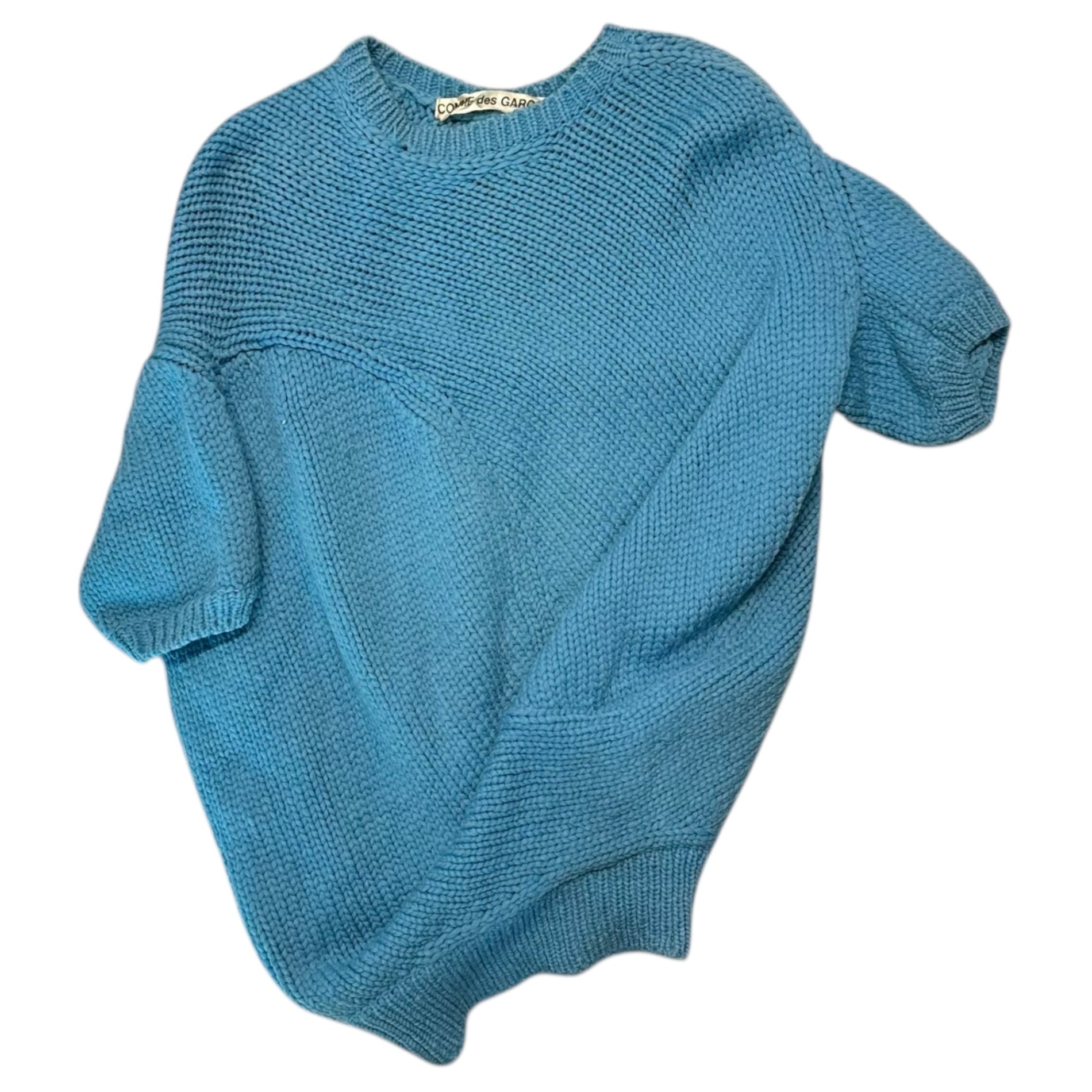COMME des GARCONS(コムデギャルソン) 96AW Balloon type twisted S/S knit pullover バルーンタイプ 捻じれ 半袖 ニット プルオーバー GN-100030 FREE ブルー AD1996 ヴィンテージ アーカイブ