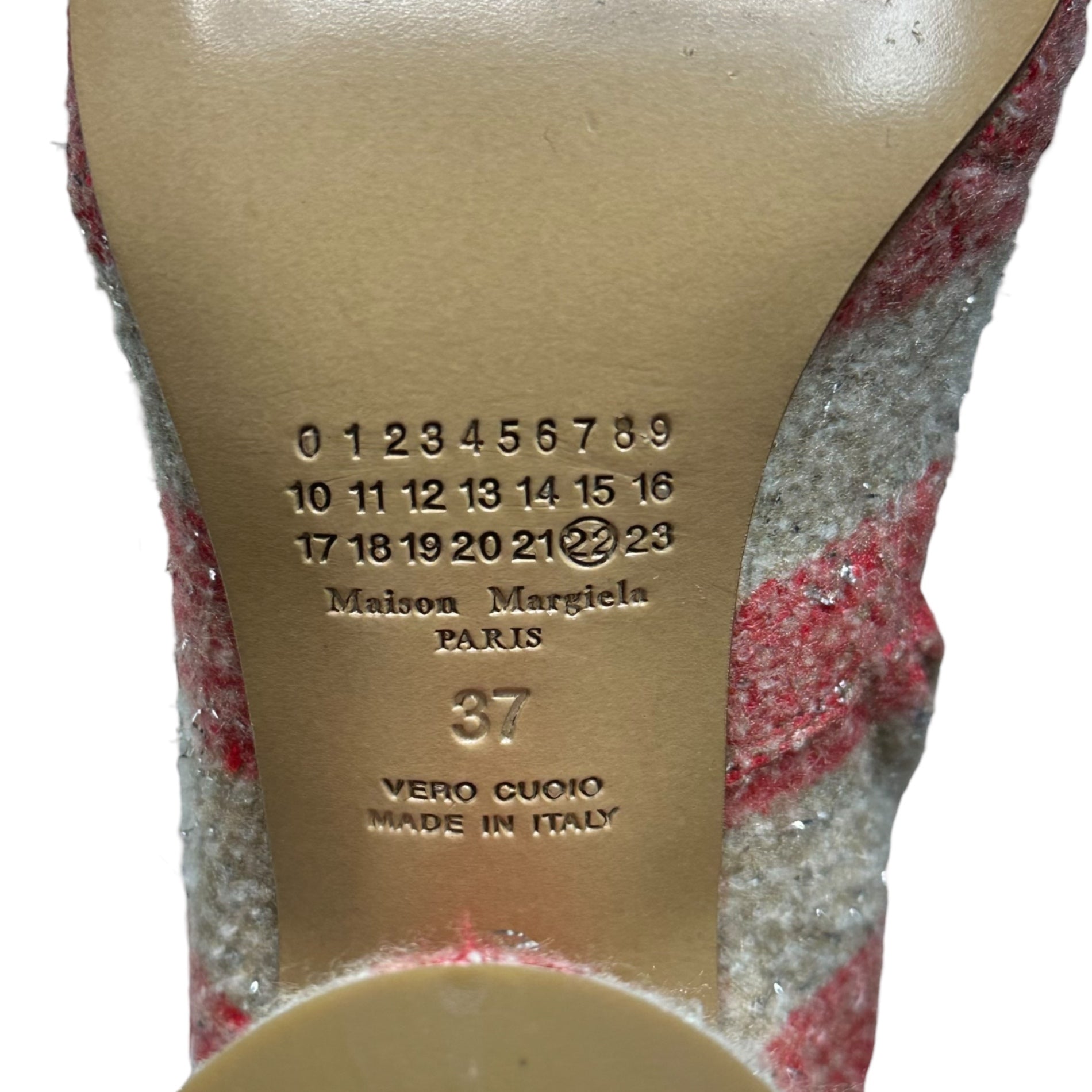 MAISON MARGIELA(メゾンマルジェラ) 17AW Lace-Up Tweed Long Boots レース アップ ツイード ロング ブーツ S58WW0045 37(23.5cm程度) レッド×ベージュ