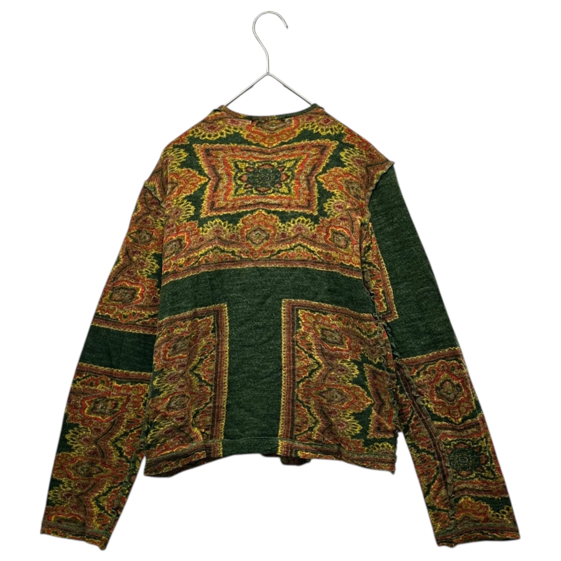 tricot COMME des GARCONS(トリココムデギャルソン) 03AW Persian Pattern Inside-Out Wool Cardigan ペルシャ柄 インサイド アウト ウール カーディガン TK-T034 表記無(M程度) グリーン×イエロー 00's