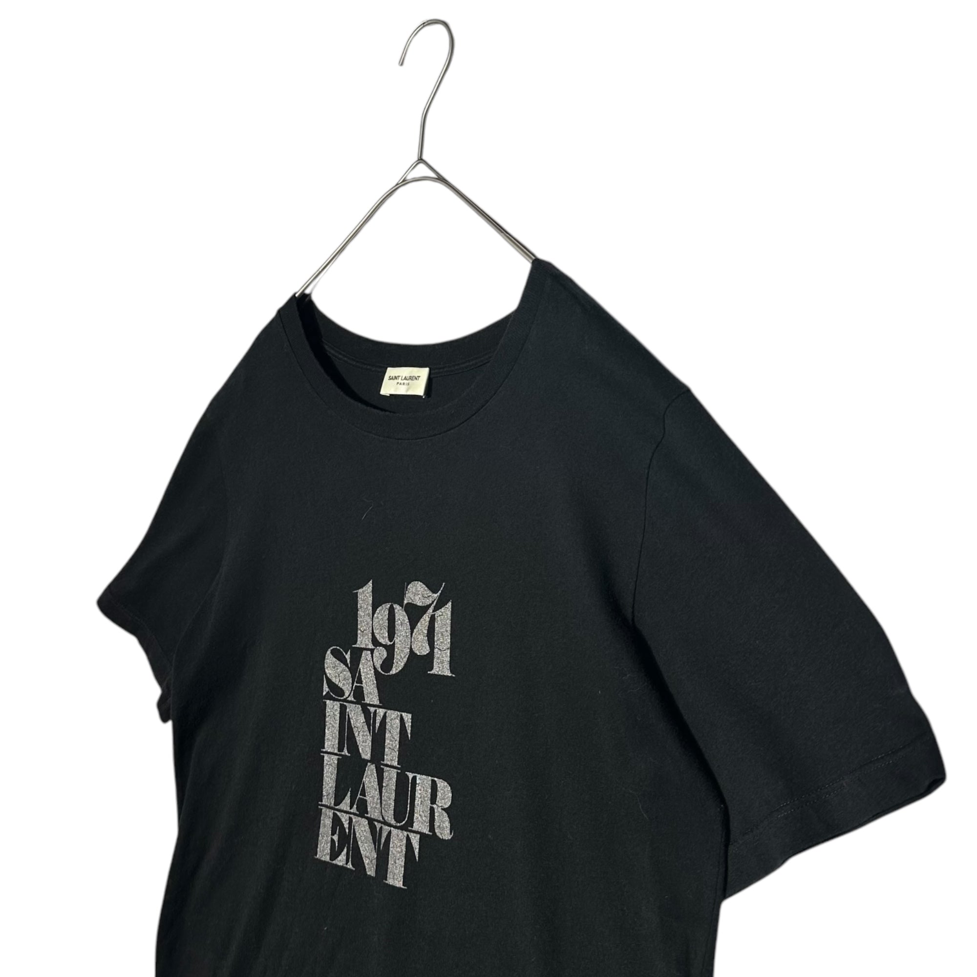 SAINT LAURENT(サンローラン) 18SS ”1971” Logo Lame Print T-Shirt ロゴ ラメ プリント Tシャツ 529629 XS ブラック