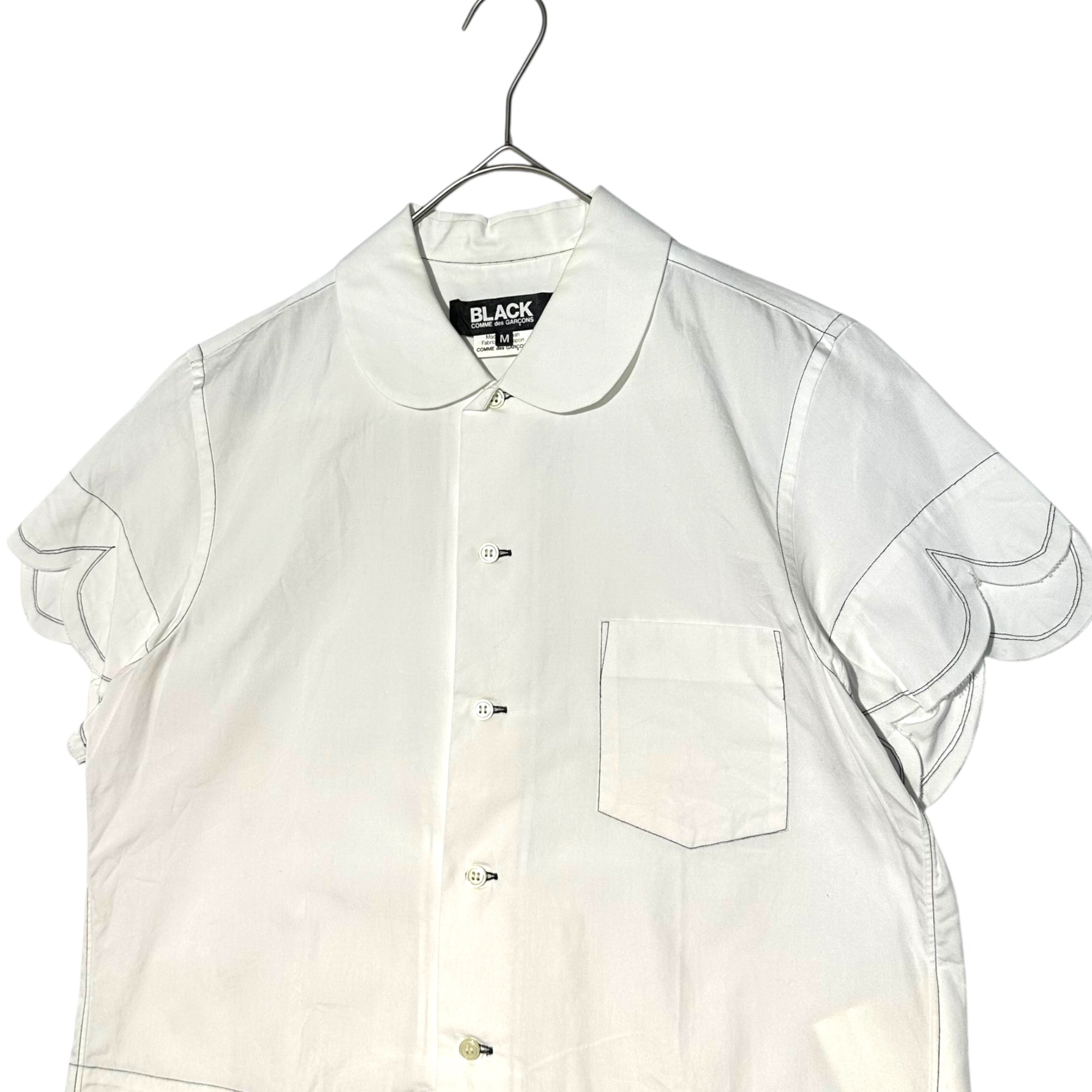 BLACK COMME des GARCONS(ブラックコムデギャルソン) 09SS S/S Stitchwork Shirt ステッチ 半袖 シャツ 1C-B004 M ホワイト×ブラック AD2008