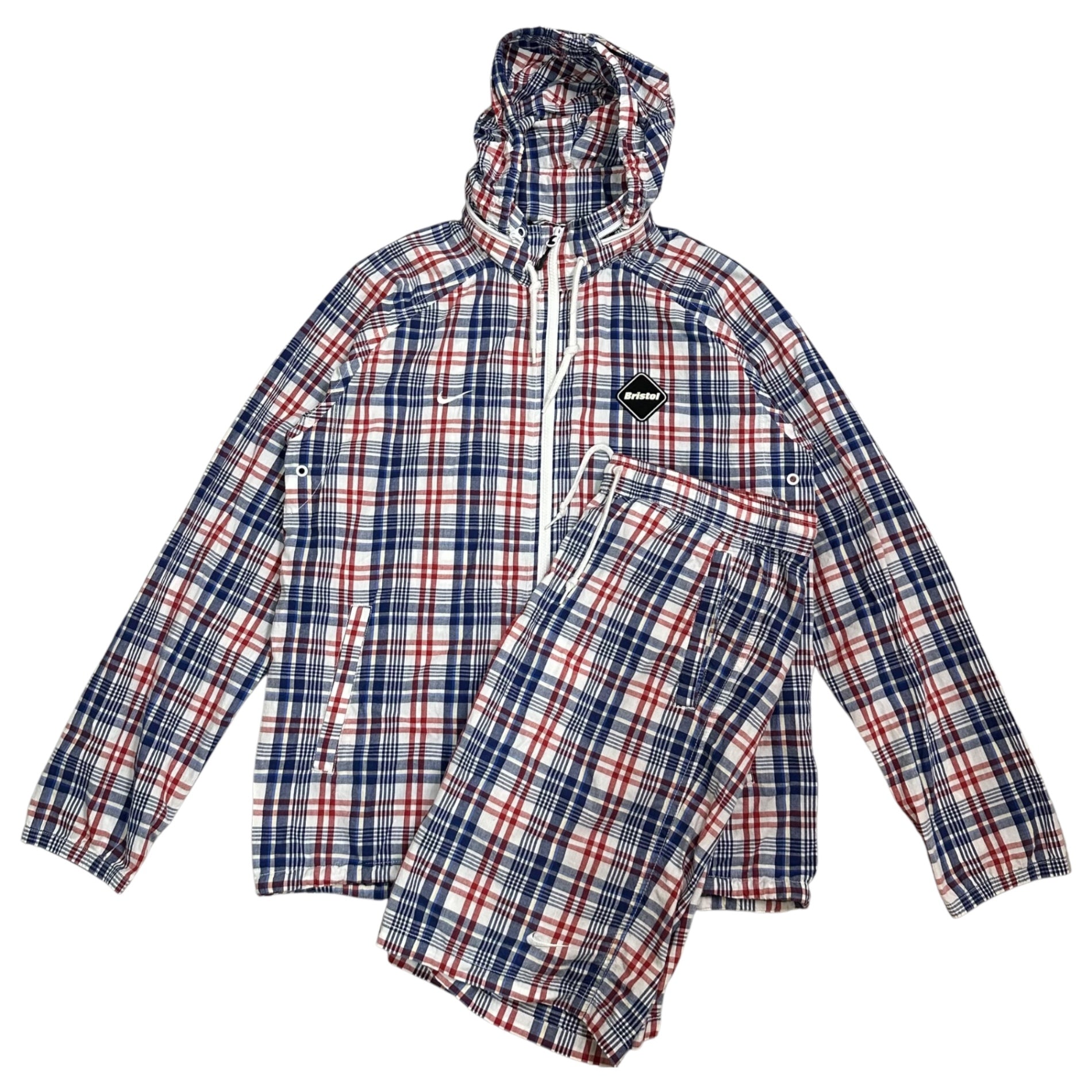 F.C.Real Bristol FCRB(エフシーレアルブリストル) Plaid zip-up and shorts set-up チェック柄 ジップアップ & ショーツ セットアップ 503136-101 M トリコロールカラー