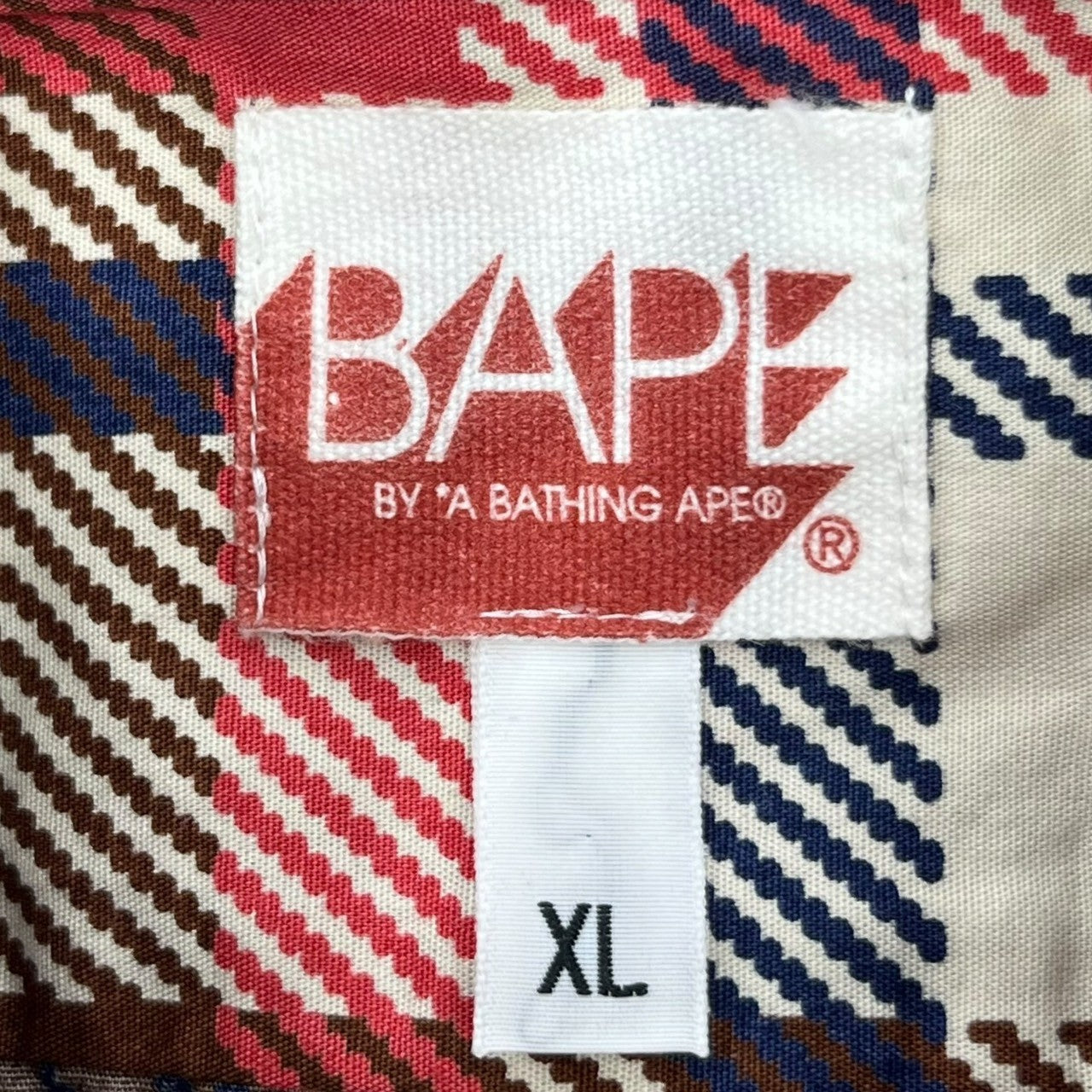 BAPE BY A BATHING APE(ベイプ バイ アベイシングエイプ) 00's Tartan check one point logo L/S shirt タータンチェック ワンポイントロゴ 長袖 シャツ XL ブラウン×レッド