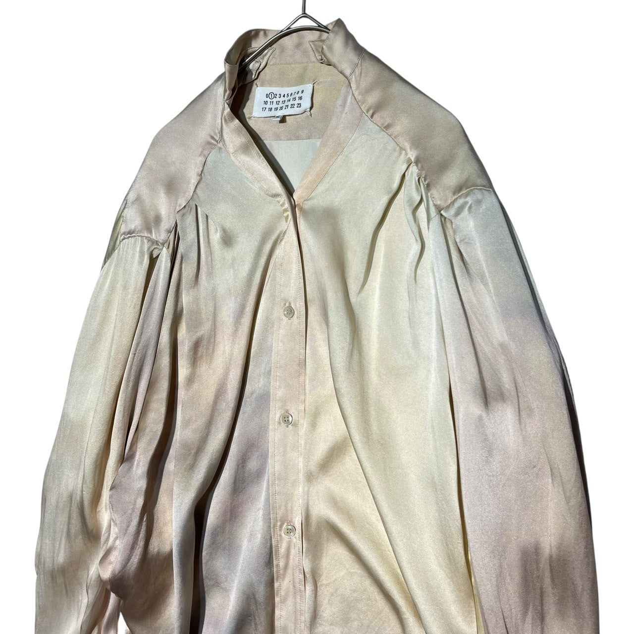 MAISON MARGIELA(メゾンマルジェラ) 14AW All Silk Fold Collar Gradient Shirt オールシルク フォールド カラー グラデーション シャツ ブラウス S31DL0210 42(XL程度) ピンク