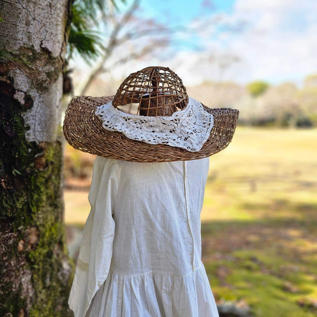 Euro vintage(ヨーロッパヴィンテージ) cotton neck collar コットンのつけ襟(被りタイプ) ベージュ(後染め)