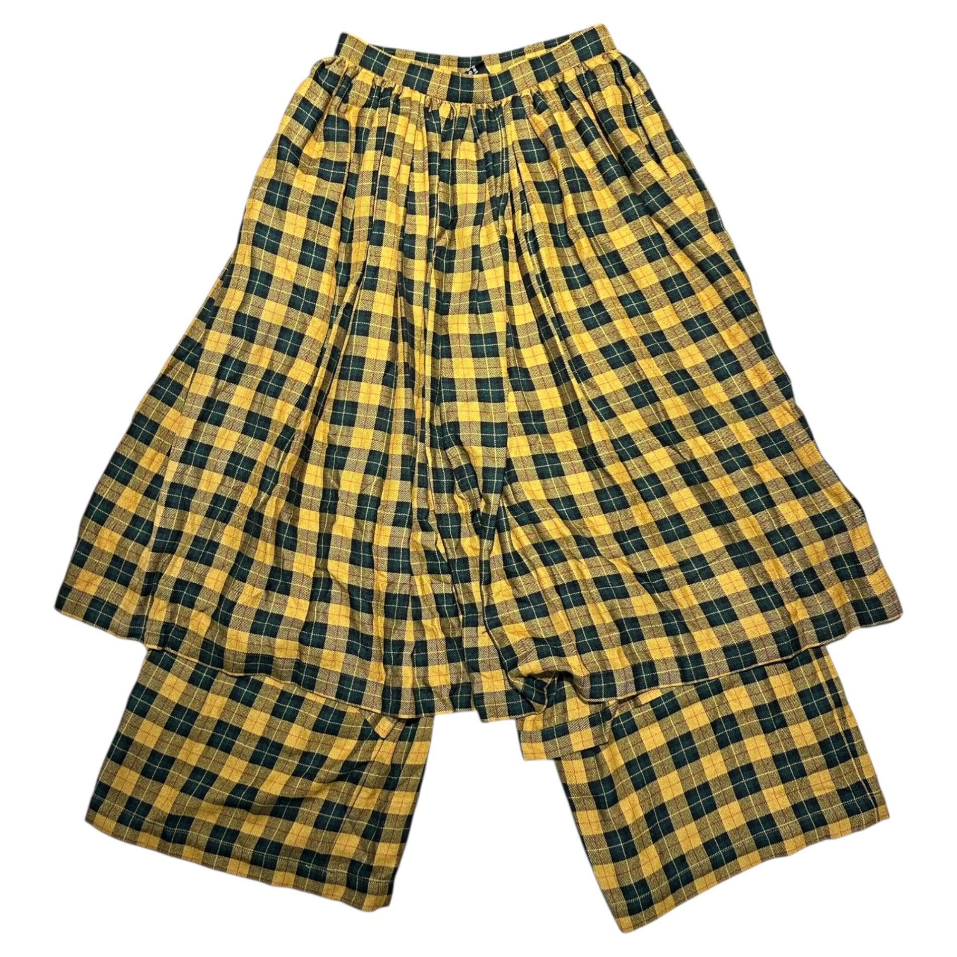 tricot COMME des GARCONS(トリココムデギャルソン) 97AW Vintage Check Pleated Long Skirt Pants ヴィンテージ チェック プリーツ ロング スカート パンツ TP-10004M M マスタード×グリーン×レッド AD1997