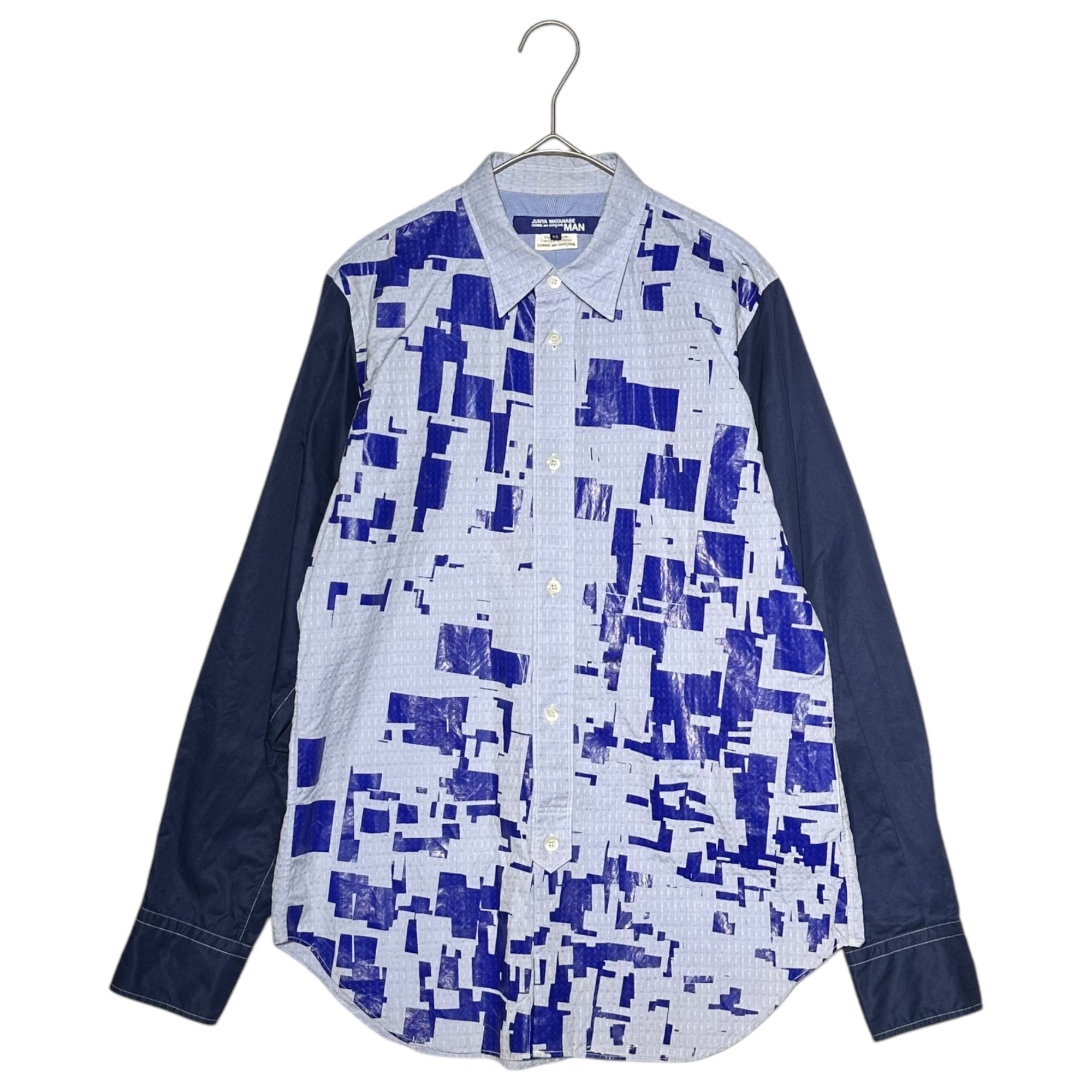 COMME des GARCONS JUNYA WATANABE MAN(コムデギャルソンジュンヤワタナベマン) 16AW Sashiko Switched L/S Shirt 刺し子 切替 長袖 シャツ WR-B016 XS スカイブルー×ネイビー AD2016
