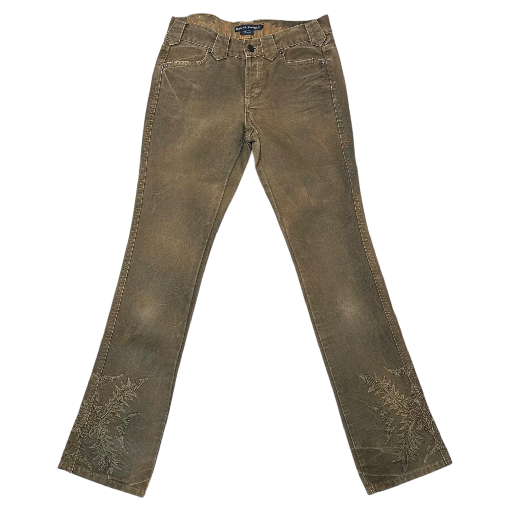 RALPH LAUREN(ラルフローレン) Vintage-Finish Western Stitch Bootcut Pants ヴィンテージ加工 ウエスタン ステッチ ブーツカット パンツ PRRLHM2408 9(M程度) カーキ