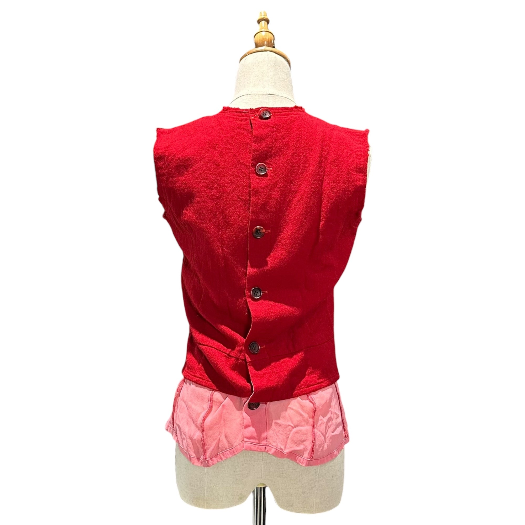 tricot COMME des GARCONS(トリココムデギャルソン) 06AW Wool Layered Product-Dyed Sleeveless Blouse ウール レイヤード 製品染め ノースリーブ ブラウス TR-B019 M レッド AD2006