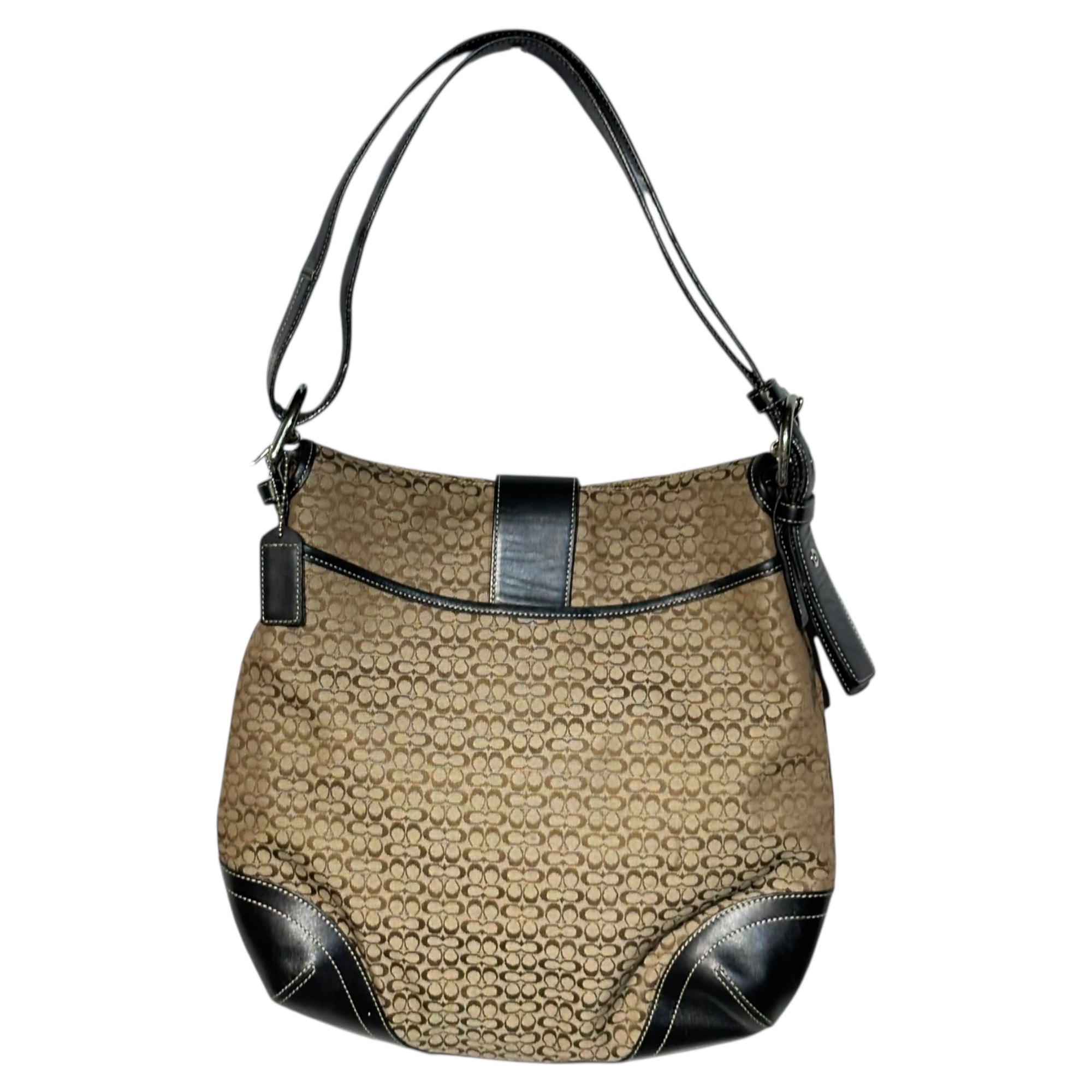 COACH(コーチ) Logo Patch Signature Body Bag ロゴ ワッペン シグネチャー ボディバッグ F72931 ベージュ×ブラック ウエスト ポーチ ショルダー バッグ 斜め掛け