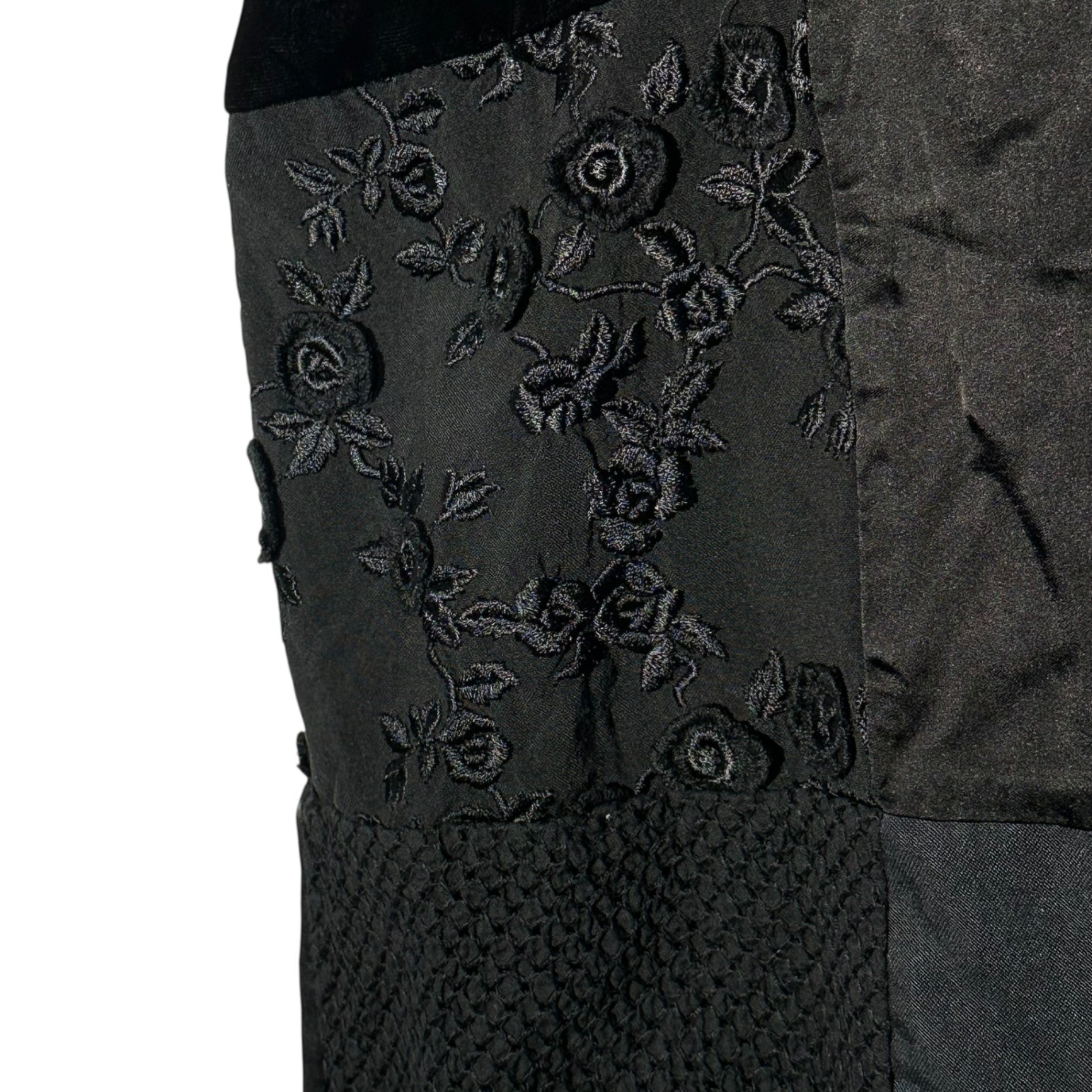 tricot COMME des GARCONS(トリココムデギャルソン) 99AW Patchwork L/S Shirt 異素材 パッチワーク 長袖 シャツ TB-040020 FREE ブラック AD1999