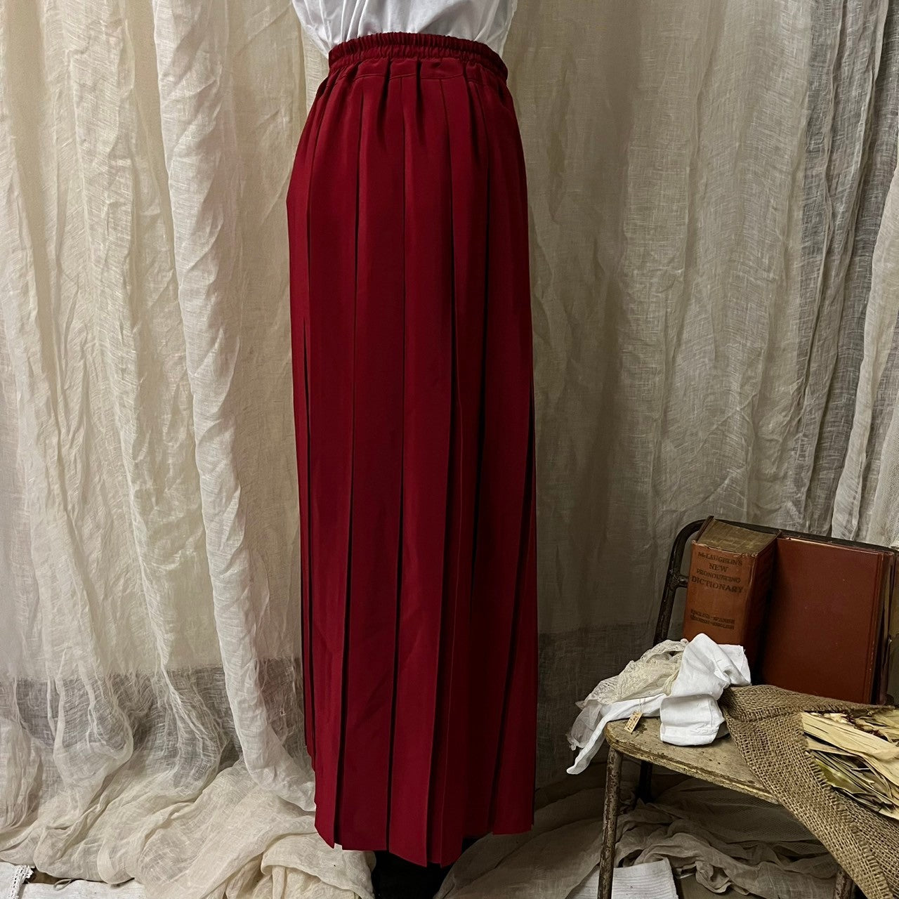Euro Vintage(ヨーロッパヴィンテージ) Story_70’s pleated dance skirt/プリーツダンススカート 表記なし(Mサイズ程度) レッド