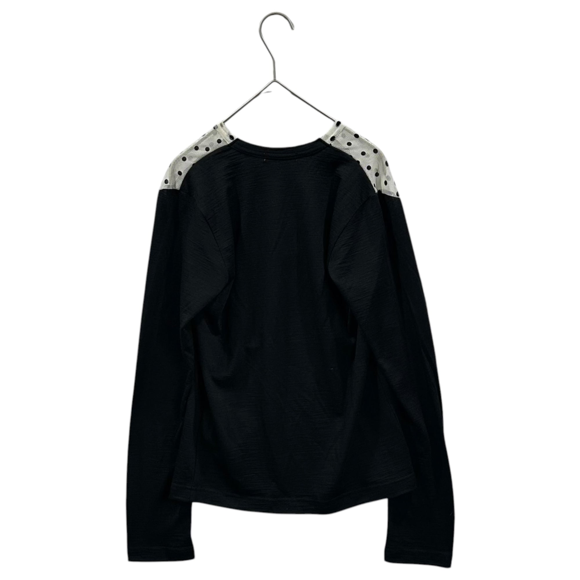 COMME des GARCONS(コムデギャルソン) 2011AW Polka Dot Mesh-Panel Wool Knit Top ドット メッシュ 切替 ウール カットソー GH-T047 XS ブラック×ホワイト AD2011