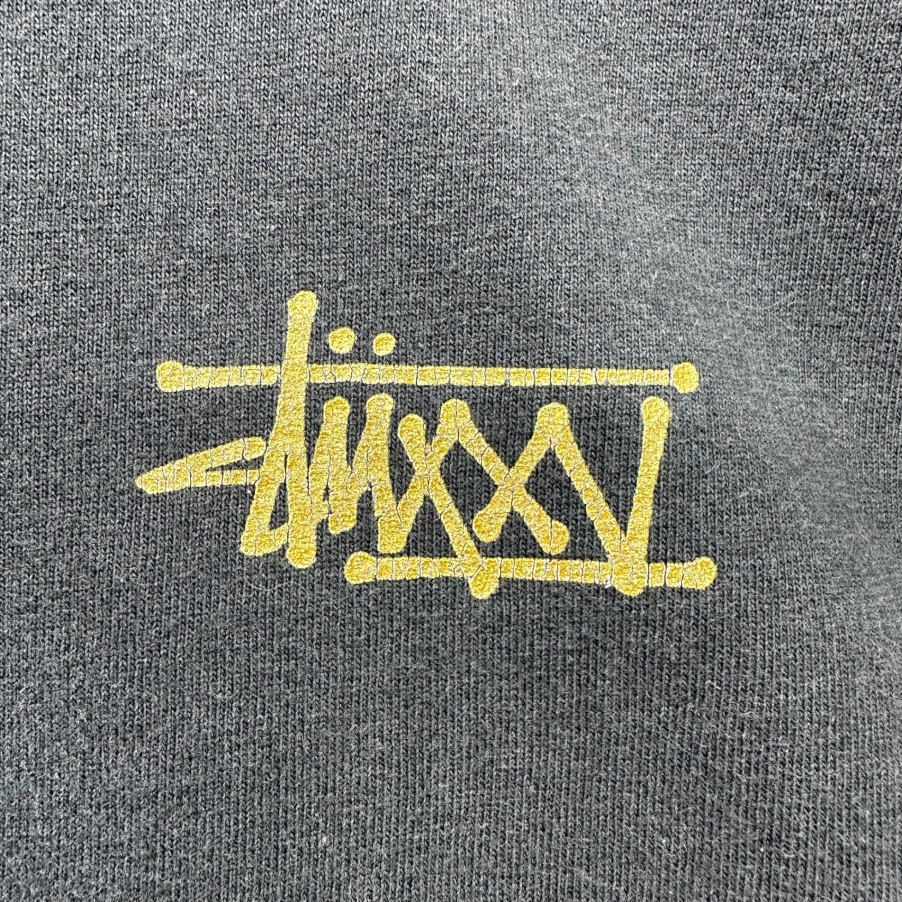 STUSSY(ステューシー) 00's crown skull back print Tシャツ 王冠 スカル バックプリント M ブラック×ゴールド OLD STUSSY