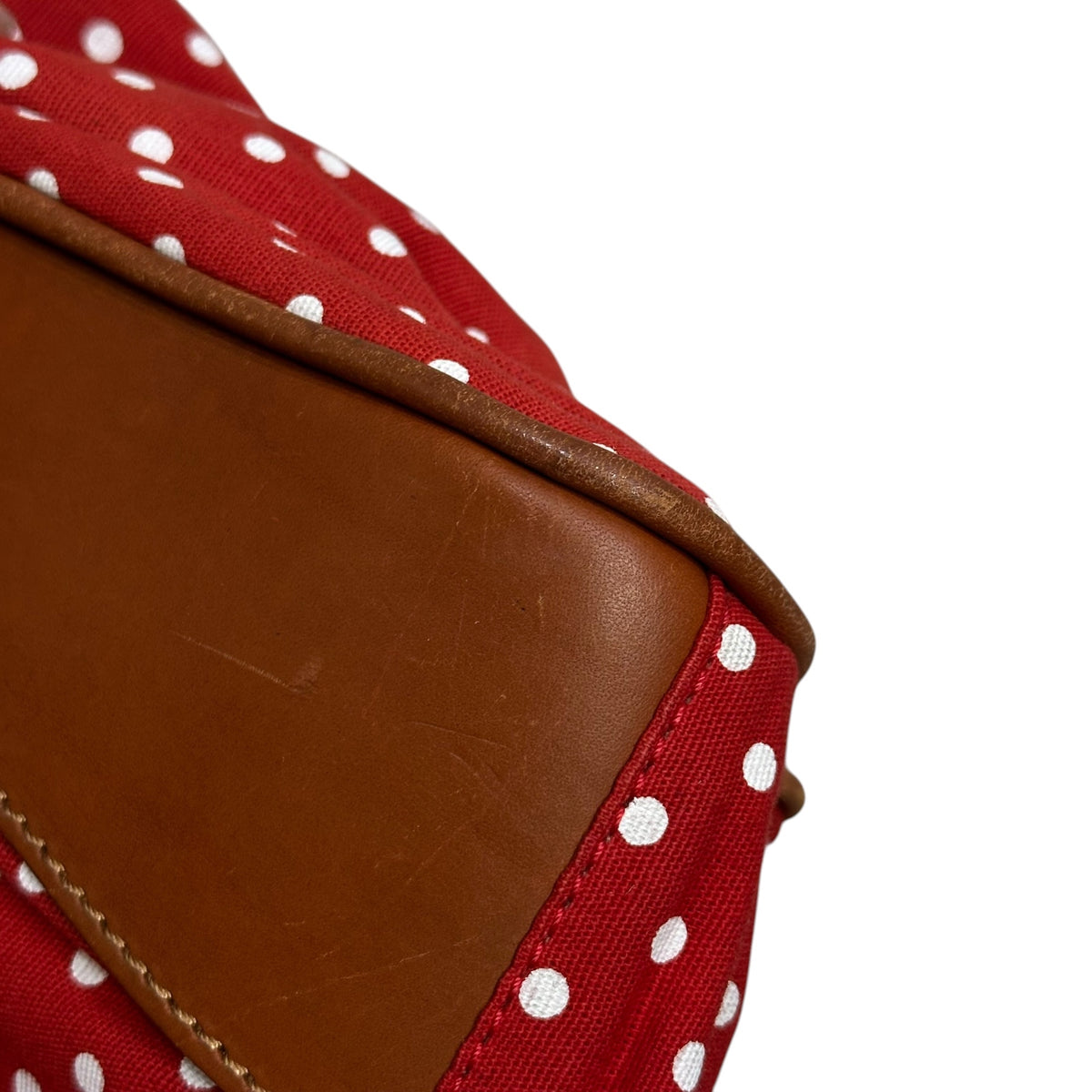 Felisi(フェリージ) Dot handbag ドット柄 ハンド バッグ レッド×ブラウン レザー