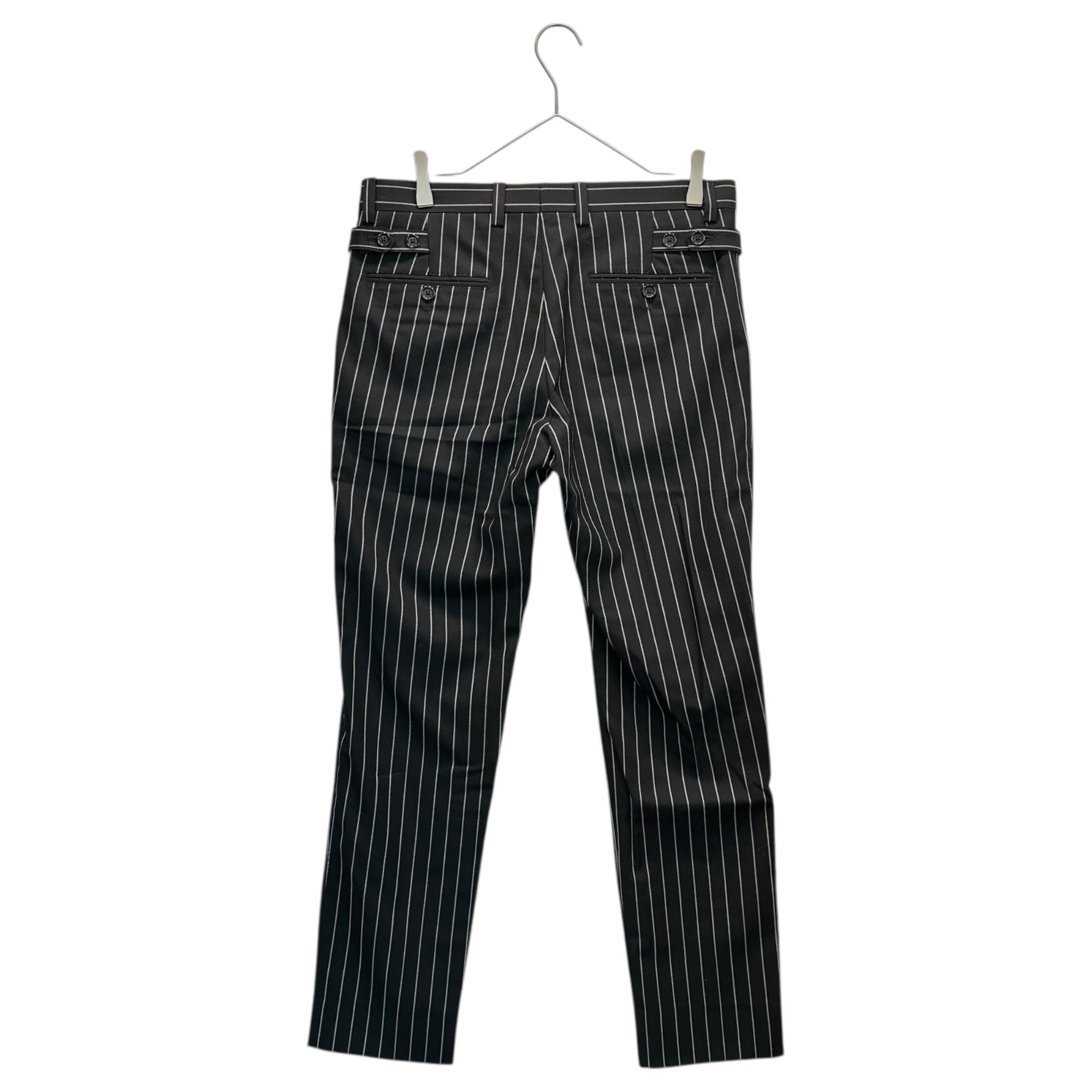 DOLCE&GABBANA(ドルチェ&ガッバーナドルガバ) Wool Gabardine Striped Slacks ウール ギャバジン ストライプ スラックス 46 ブラック×ホワイト スリム パンツ