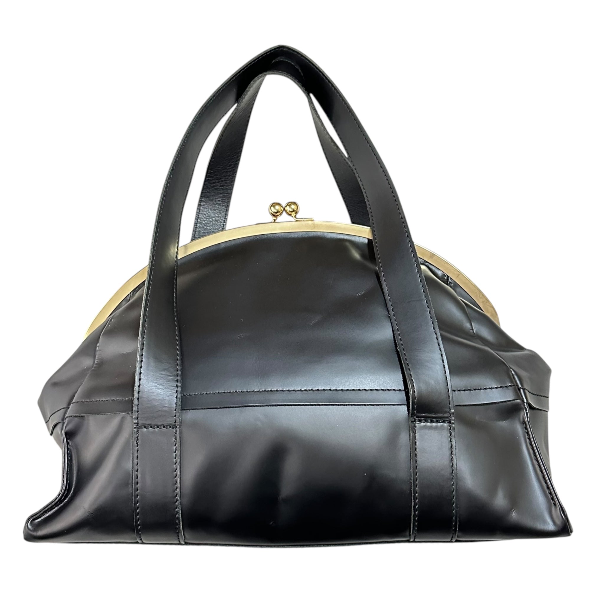 tricot COMME des GARCONS(トリココムデギャルソン) Cow leather coin purse shoulder bag カウ レザー がま口 ショルダー バッグ TA-K204 ブラック ワン トート