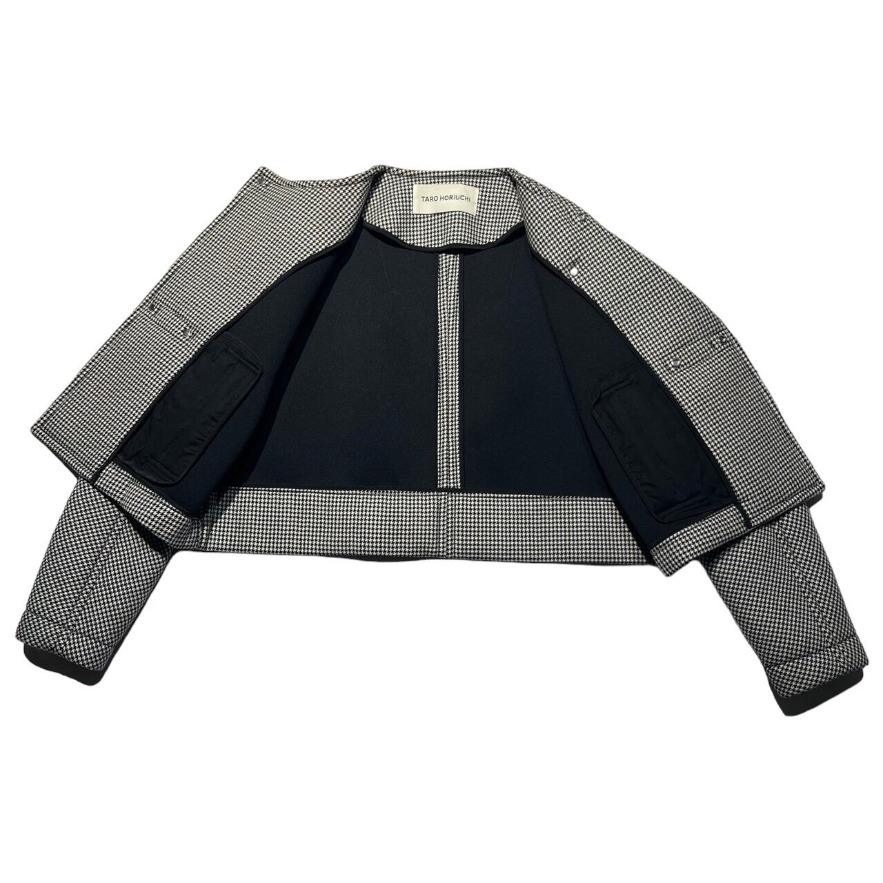 TARO HORIUCHI(タロウホリウチ) 千鳥柄ウールボンディングショート丈ブルゾン 1704-JK03-907 FREE ブラック
